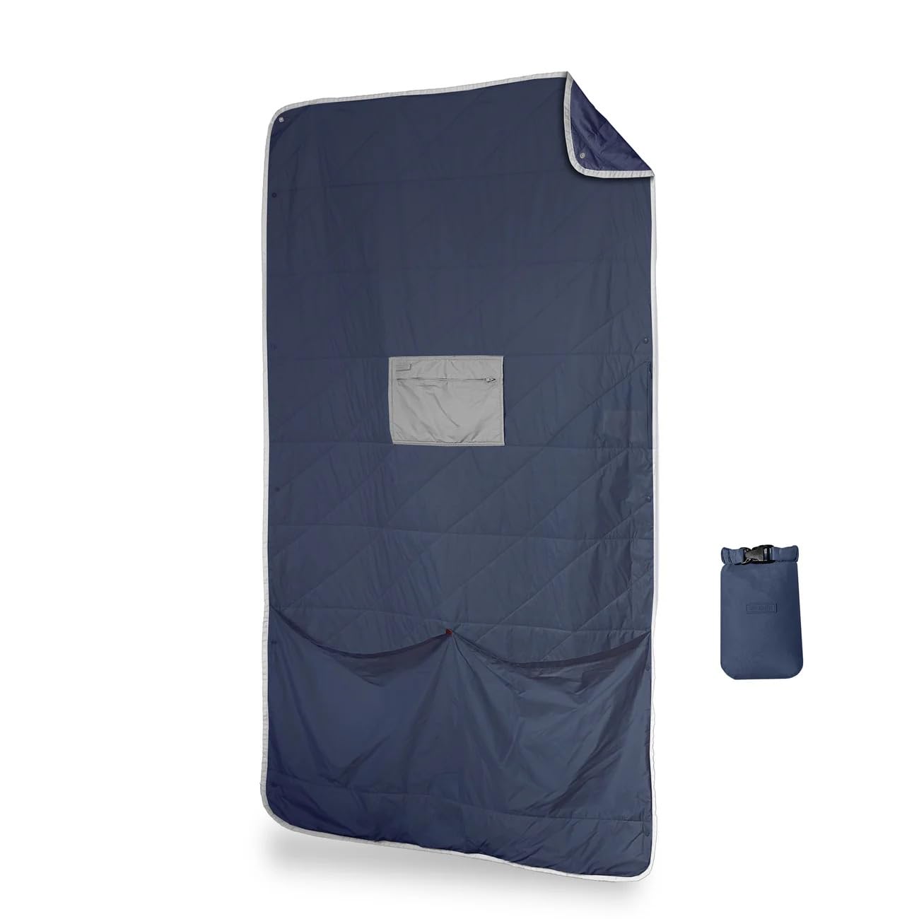 Ultra-Light Compact Down Alternative Travel Blanket - Soft Gravel Layover Camping Blanket for Airplane, Hiking & Outdoor Adventures (Blue)
