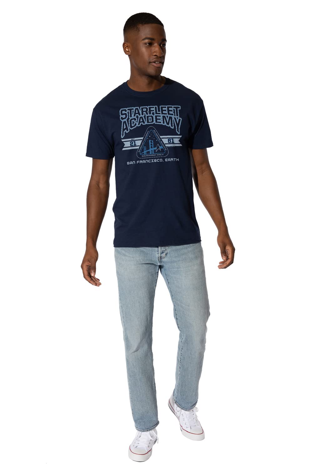 Star Trek Starfleet Academy Earth T-Shirt for Men - Officially Licensed Short Sleeve Cotton Tee - Perfect for Cosplay, Conventions & Everyday Fandom Wear