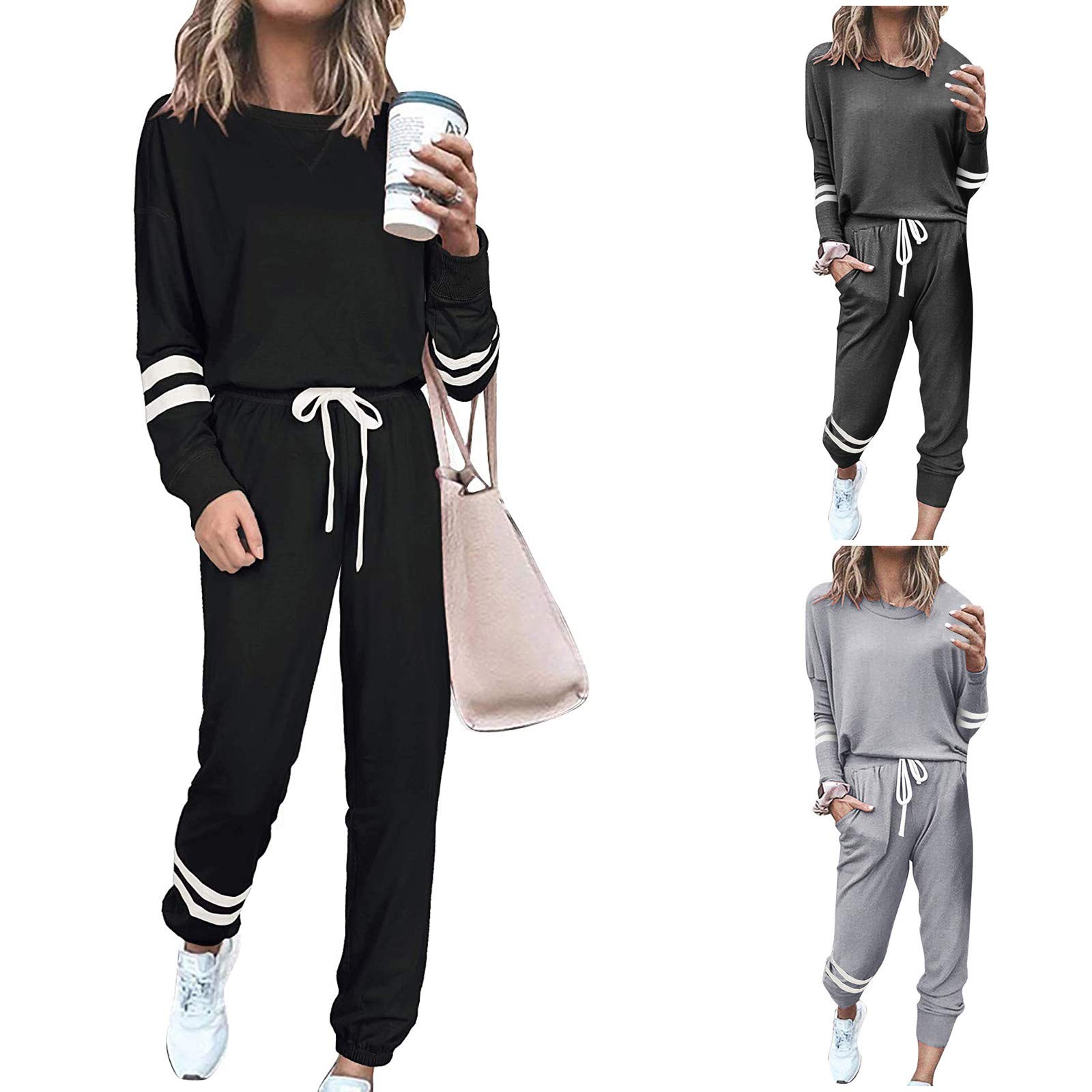 Xiloccer Women's 2-Piece Sweatsuit Set - Cozy Christmas Lounge Wear & Jogging Outfit - Soft Tracksuit for Women - Perfect for Holiday Gatherings, Home Relaxation & Casual Workouts