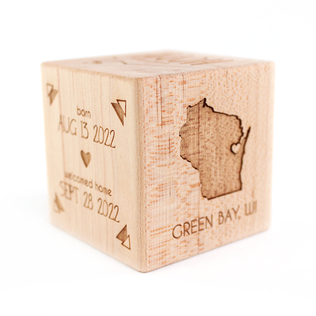 Personalized Baby Adoption Keepsake Block - Engraved Wooden Memory Block for Adopted Children - Perfect Nursery Decor, Adoption Gift & Family Keepsake for New Parents
