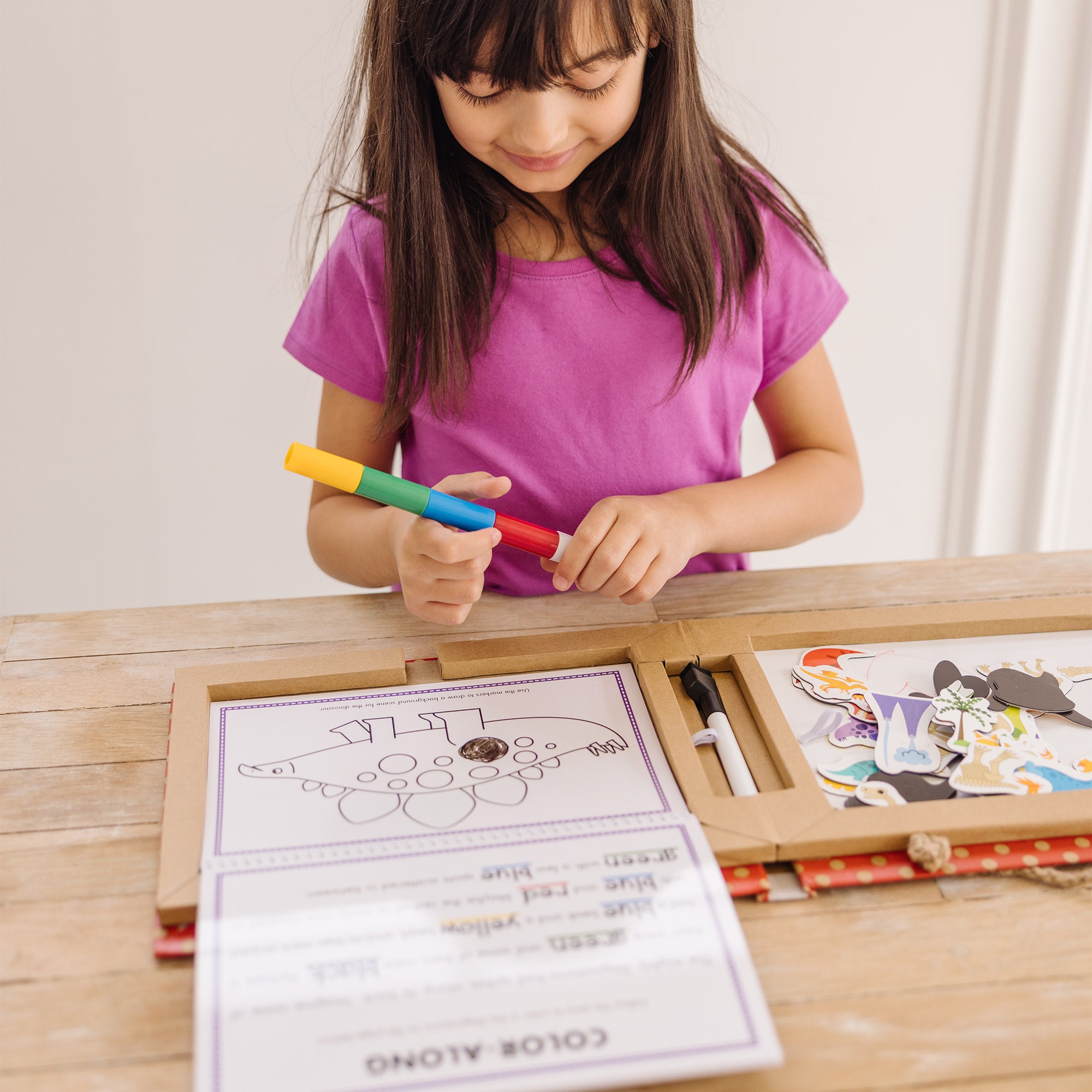 Natural Play: Reusable Drawing & Magnet Kit for Kids - Dinosaurs Theme | Creative Play, Learning & Fun for Home & Classroom Activities