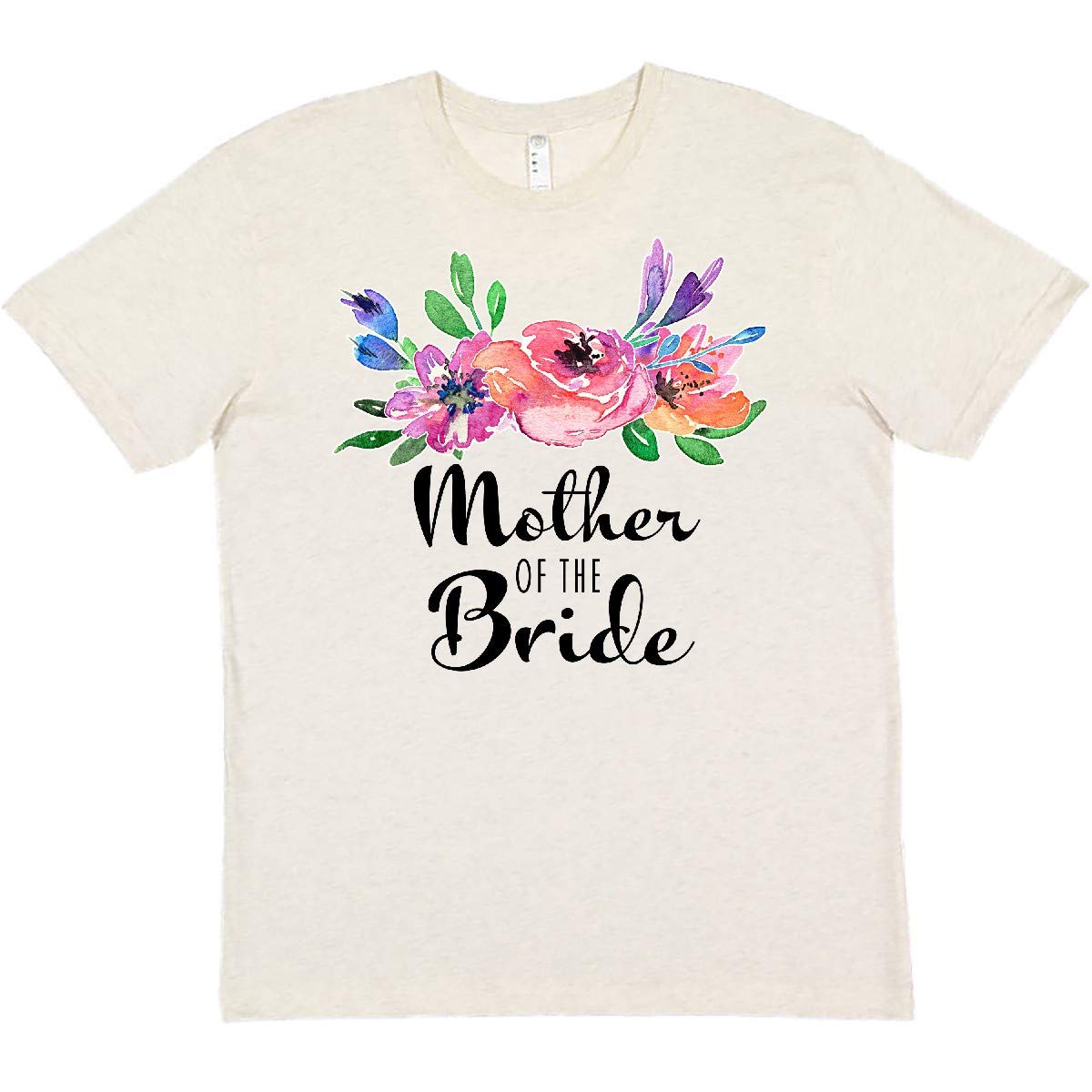 Inktastic Mother of The Bride with Bouquet T-Shirt - Comfortable Cotton Wedding Apparel for Bridal Party, Rehearsal Dinner & Special Occasions