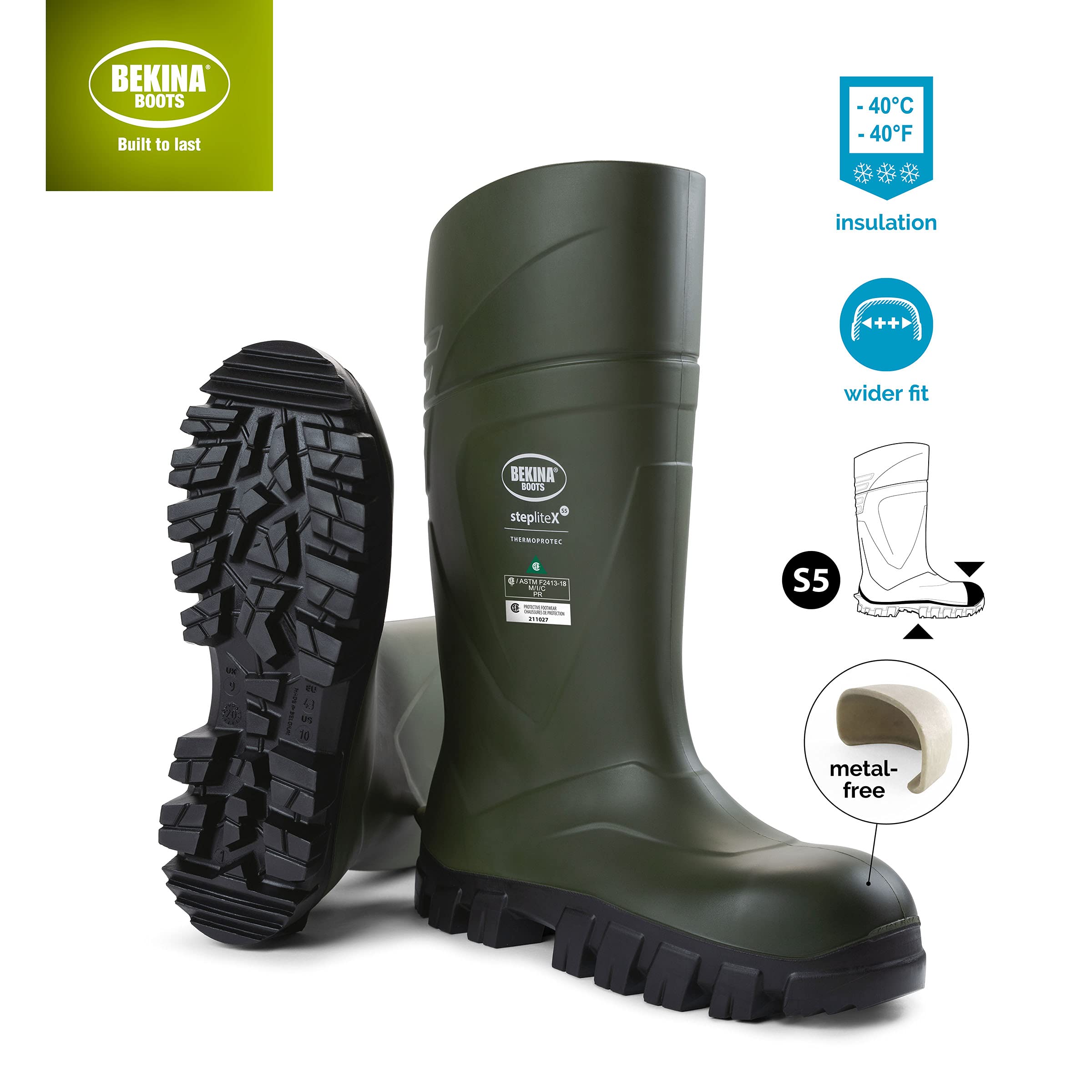 Bekina StepliteX ThermoProtec S5 Insulated Waterproof Work Boots for Men & Women - Lightweight Non-Slip Composite Toe Safety Boots, ASTM Rated - Ideal for Construction, Farming & Outdoor Winter Work