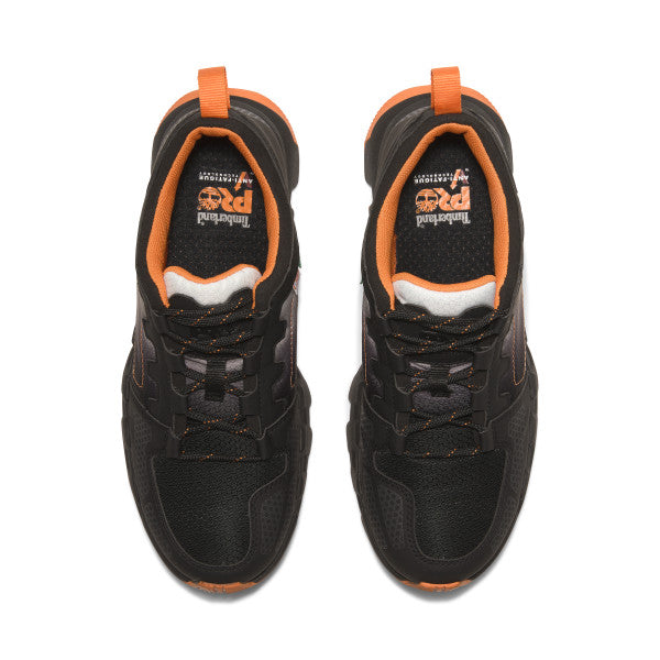 Timberland PRO Men's Powertrain EV Composite Toe Athletic Work Shoes - Lightweight Safety Shoes for Construction & Warehouse Workers - Black/Orange (TB0A66SKEEM) - Ideal for Industrial Jobs, Outdoor Work & Heavy Duty Activities