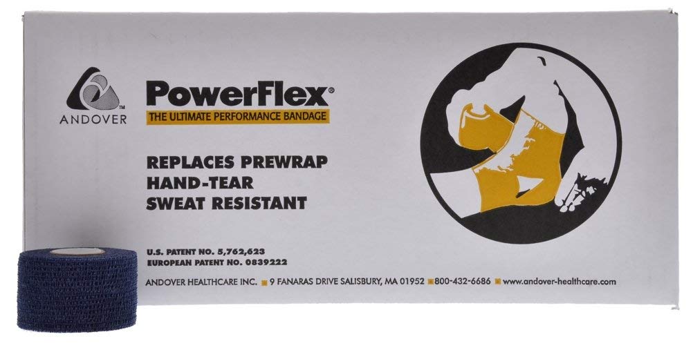 Powerflex 2 Inch Stretch Athletic Tape - 6 Rolls, Navy Blue - Ideal for Sports Injuries, Wrist & Ankle Support, Physical Therapy & Kinesiology Taping