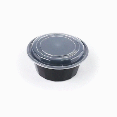 32 oz Black Plastic Food Storage Containers with Clear Lids - 50 Pack, Microwave Safe To-Go Boxes (7.25