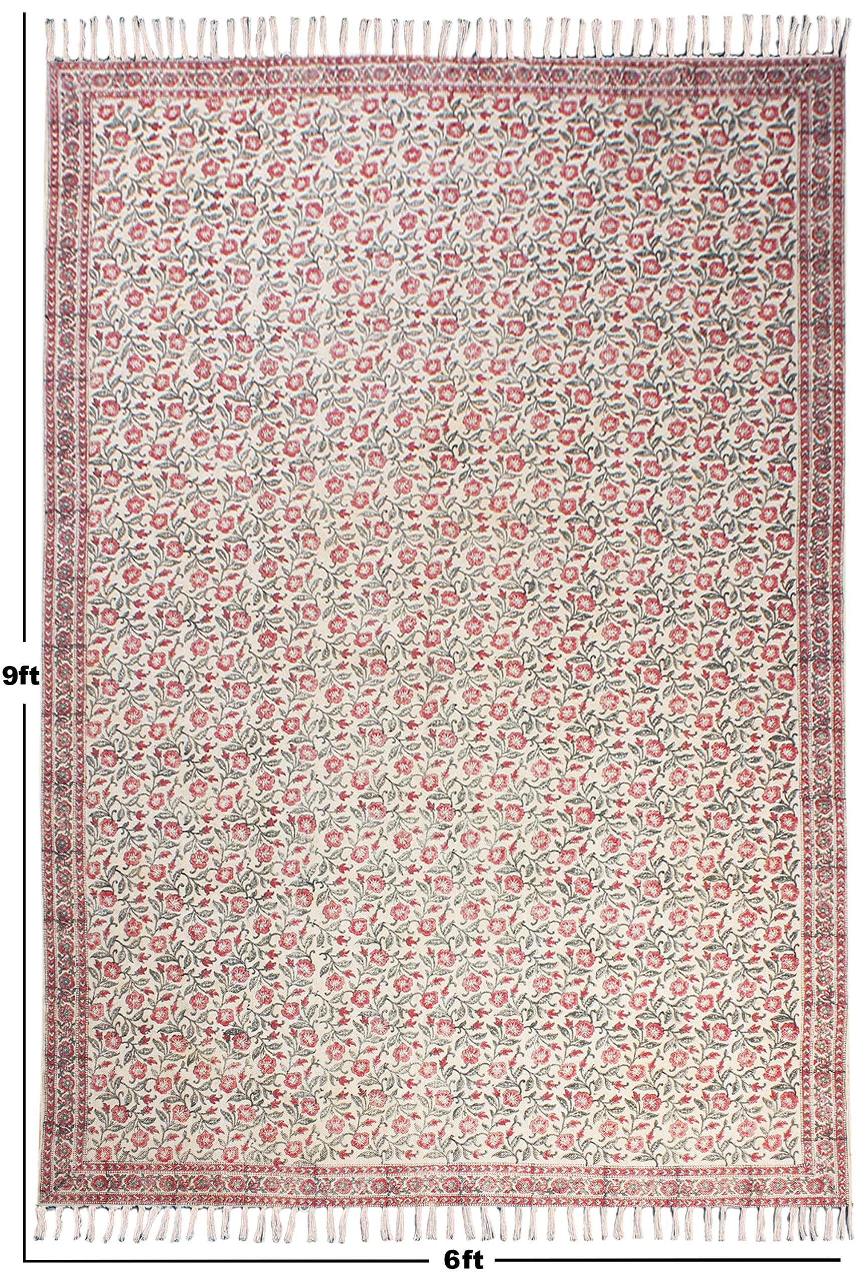 Handmade Indian Geometric Cotton Dhurrie Rug - Hand Block Printed Flat Weave Bohemian Kilim Yoga Mat - 4x10 Feet Runner for Entryway, Stair, Kitchen, Bathroom & Living Room Decor - Eco-Friendly Home Accent Piece (120x300 cm)