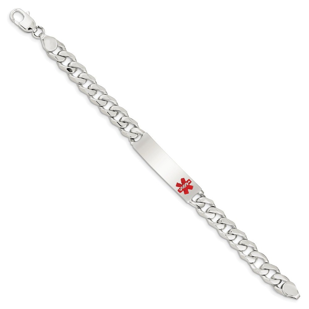 Sterling Silver Polished Medical ID Bracelet - Adjustable Curb Link Chain for Men & Women - Perfect for Emergency Identification & Everyday Wear