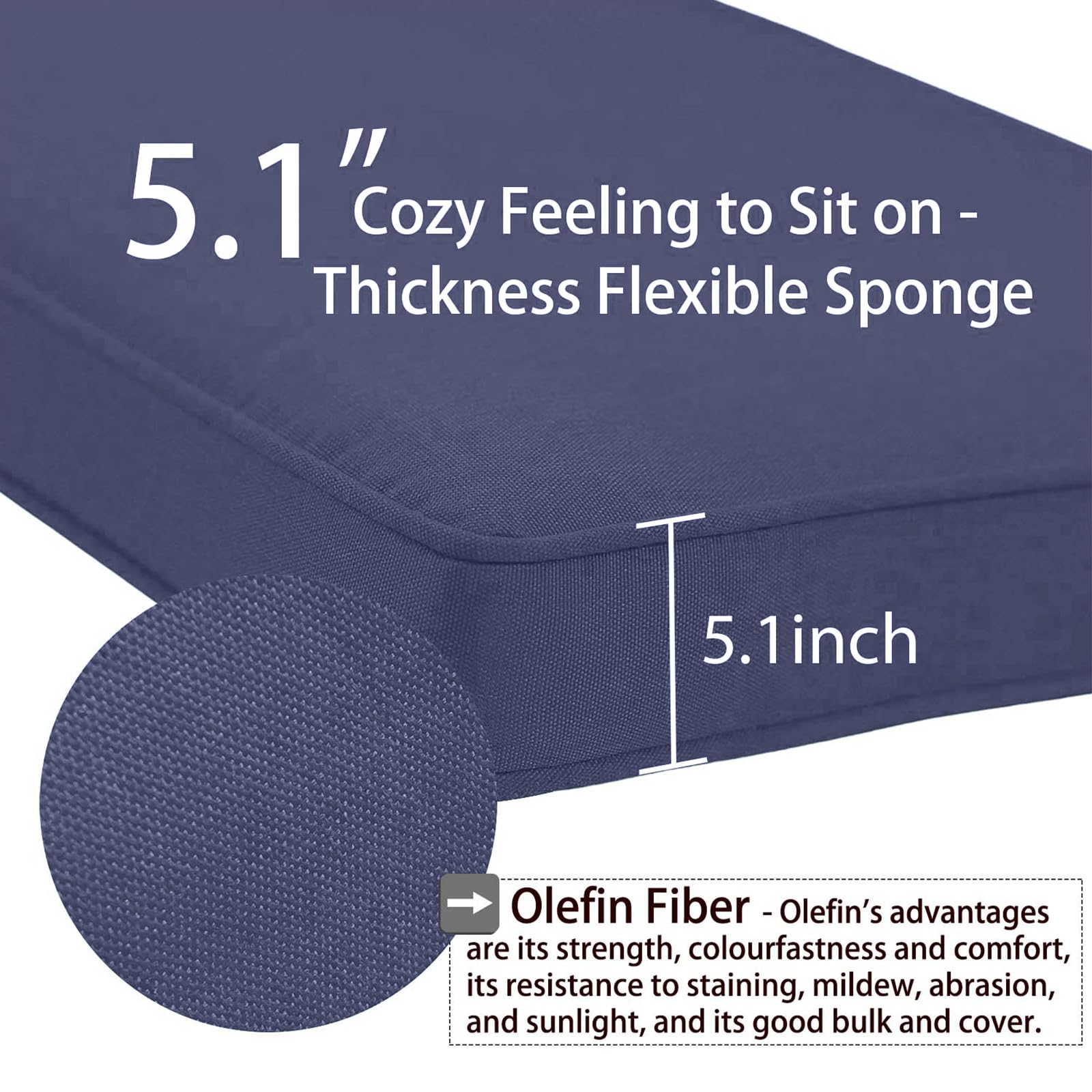 Aoodor 24x24 Inch Outdoor Deep Seat Cushion Set - Waterproof Olefin Fabric with High-Density Foam, Navy Blue (2 Seat Cushions, 2 Back Cushions, 2 Lumbar Pillows) - Perfect for Patio Furniture, Garden Chairs, and Poolside Lounging