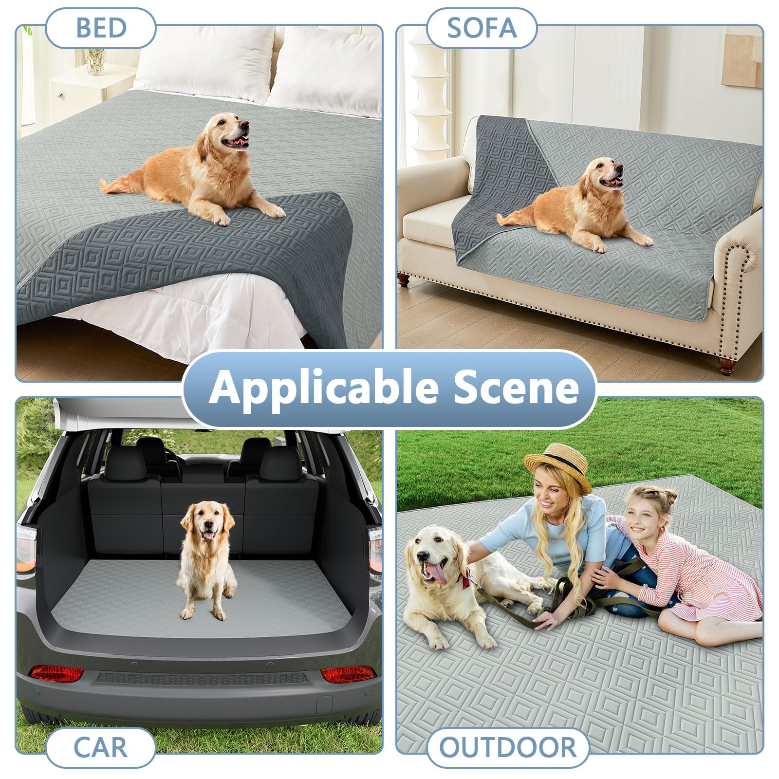 Hyha Waterproof Dog Blanket - Soft Washable Pet Bed Blanket & Reversible Sofa Cover for Dogs - 30x70 Inch Grey/Dark Grey - Perfect for Furniture Protection & Cozy Pet Lounging