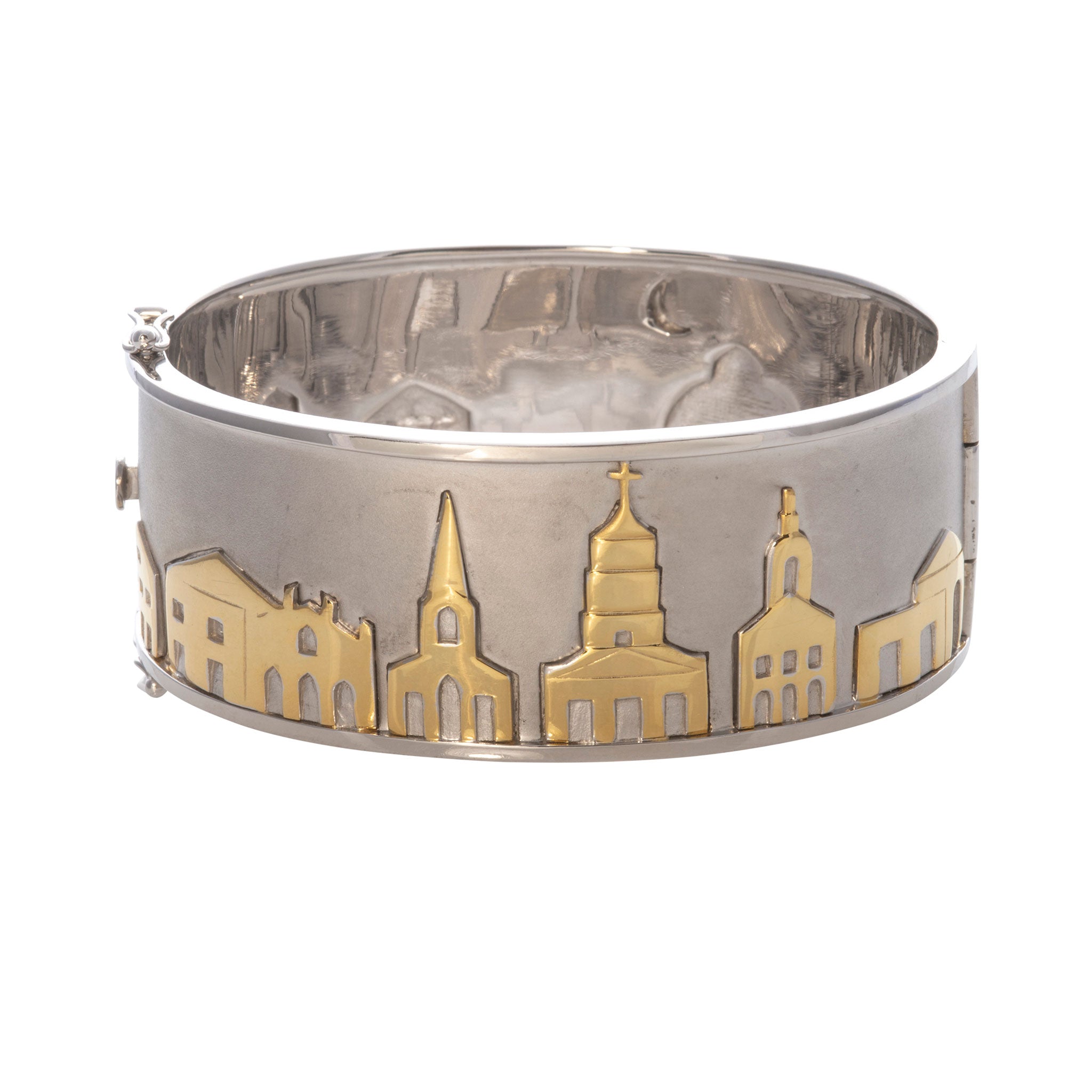 Stylish Charleston Skyline Cuff Bracelet - Elegant Wide Bangle for Women - Perfect for Evening Parties, Weddings & Southern Charm Fashion