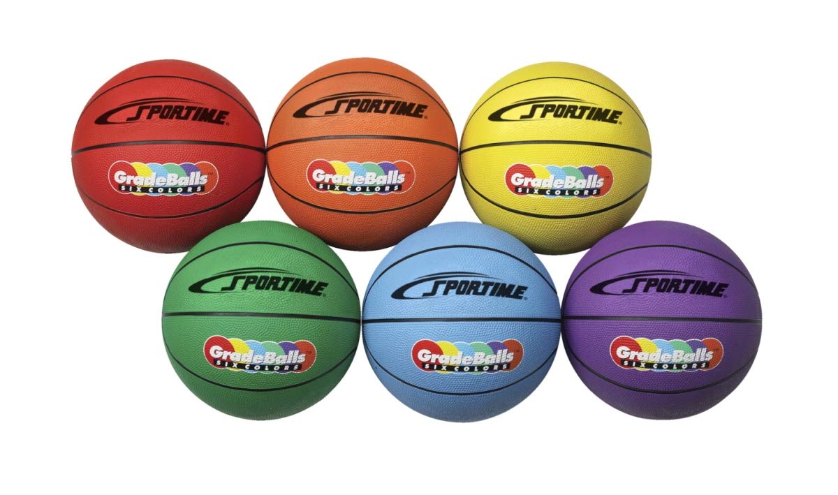 Sportime Gradeball Rubber Men's Basketballs - Official Size 29.5 Inch (Set of 6) - Durable Outdoor/Indoor Basketballs for Training, Games & School Sports