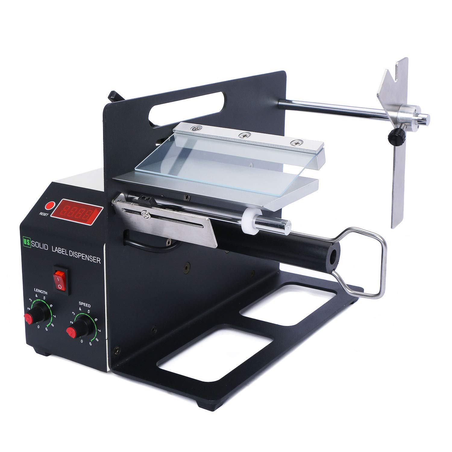 U.S. Solid Automatic Label Dispenser Machine - 120mm Width Industrial Label Applicator for Printed, Clear & Opaque Labels - Desktop Labeling Solution for Warehouses, Retail & Shipping Departments
