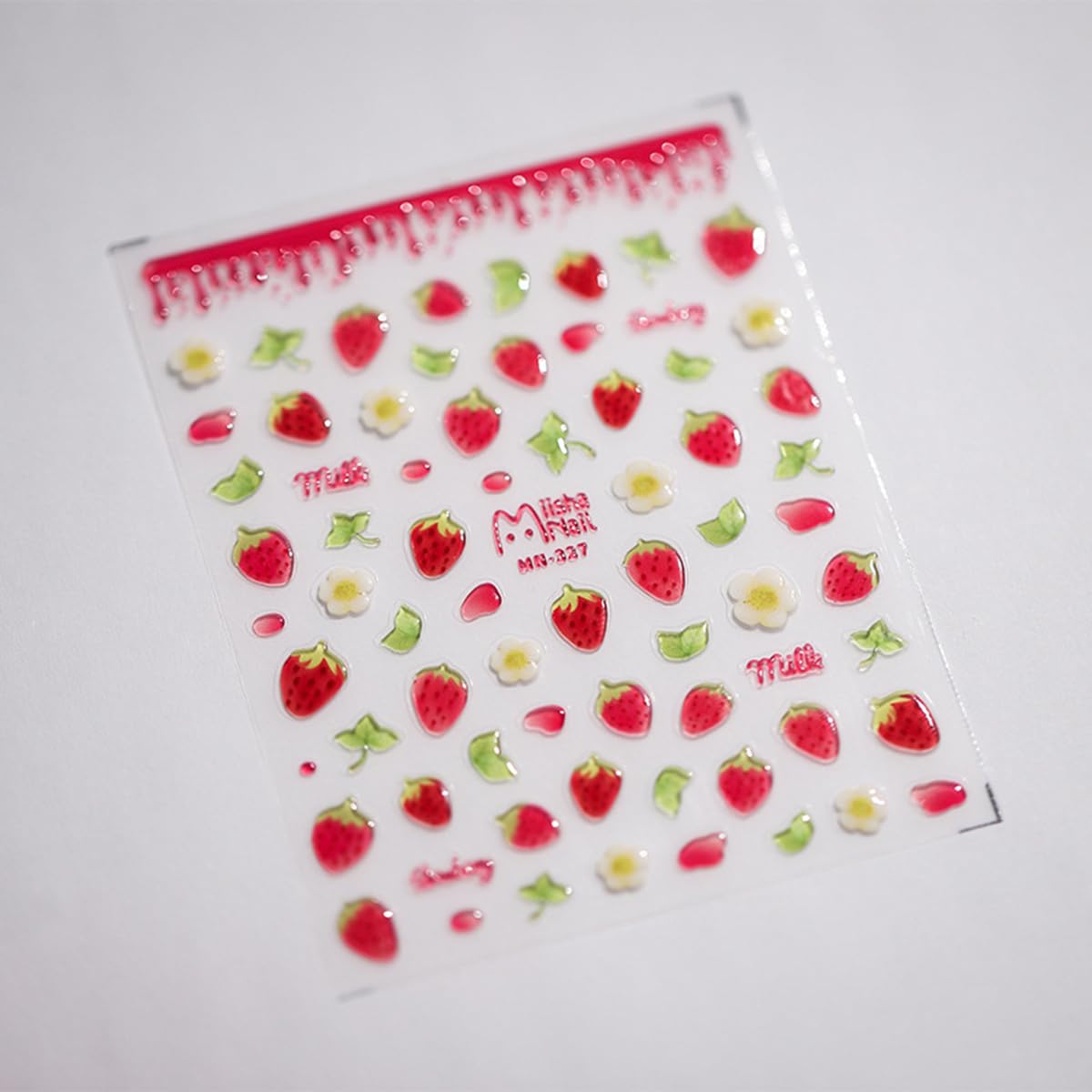 5D Kawaii Strawberry Jelly Embossed Nail Art Stickers - Cute Summer Nail Decals with Sweet Flower & Fruit Leaf Designs for Manicure Decorations | Perfect for DIY Nail Art, Parties, and Summer Nail Looks