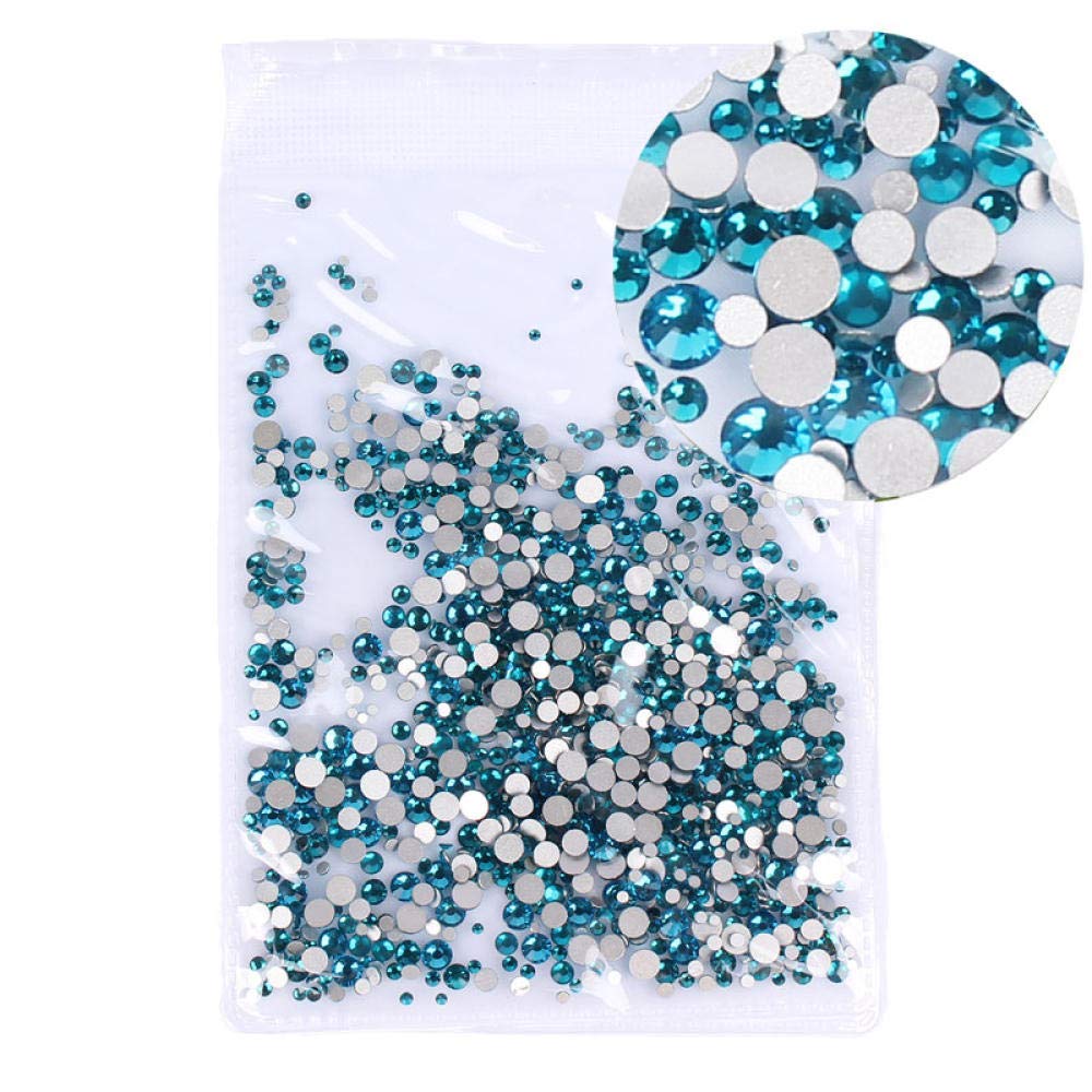 Premium 1000pcs Clear False Nails & Nail Tips Kit with 22 Light Blue Rhinestones - Mix Sizes for 3D Nail Art, DIY Manicure & Salon Use - Non Hotfix Flatback Gems for Professional Decoration