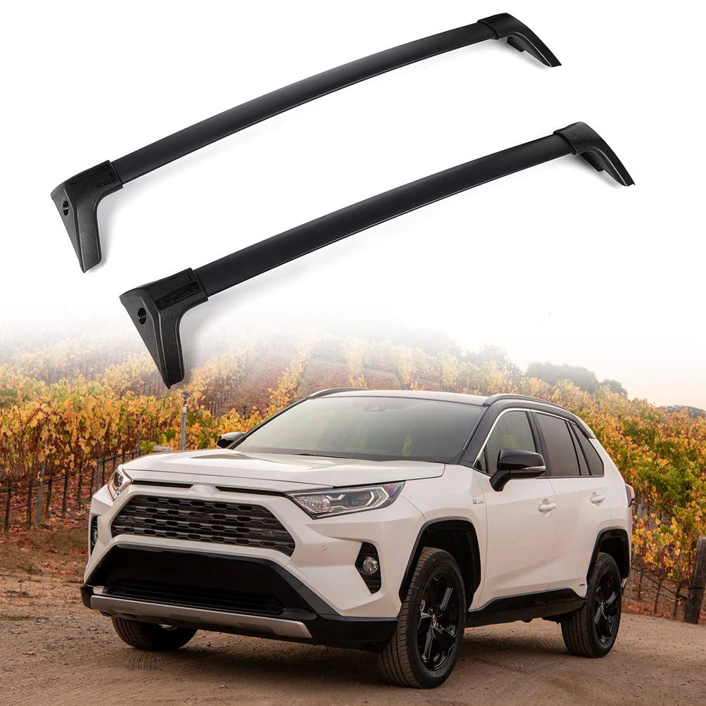 2Pcs Black Aluminum Roof Racks Cross Bars - 150LBS Capacity, Compatible with Toyota RAV4 2019-2021 Models - Heavy Duty Cargo Carrier for Rooftop Luggage & Travel Gear - Perfect for Road Trips, Camping & Outdoor Adventures