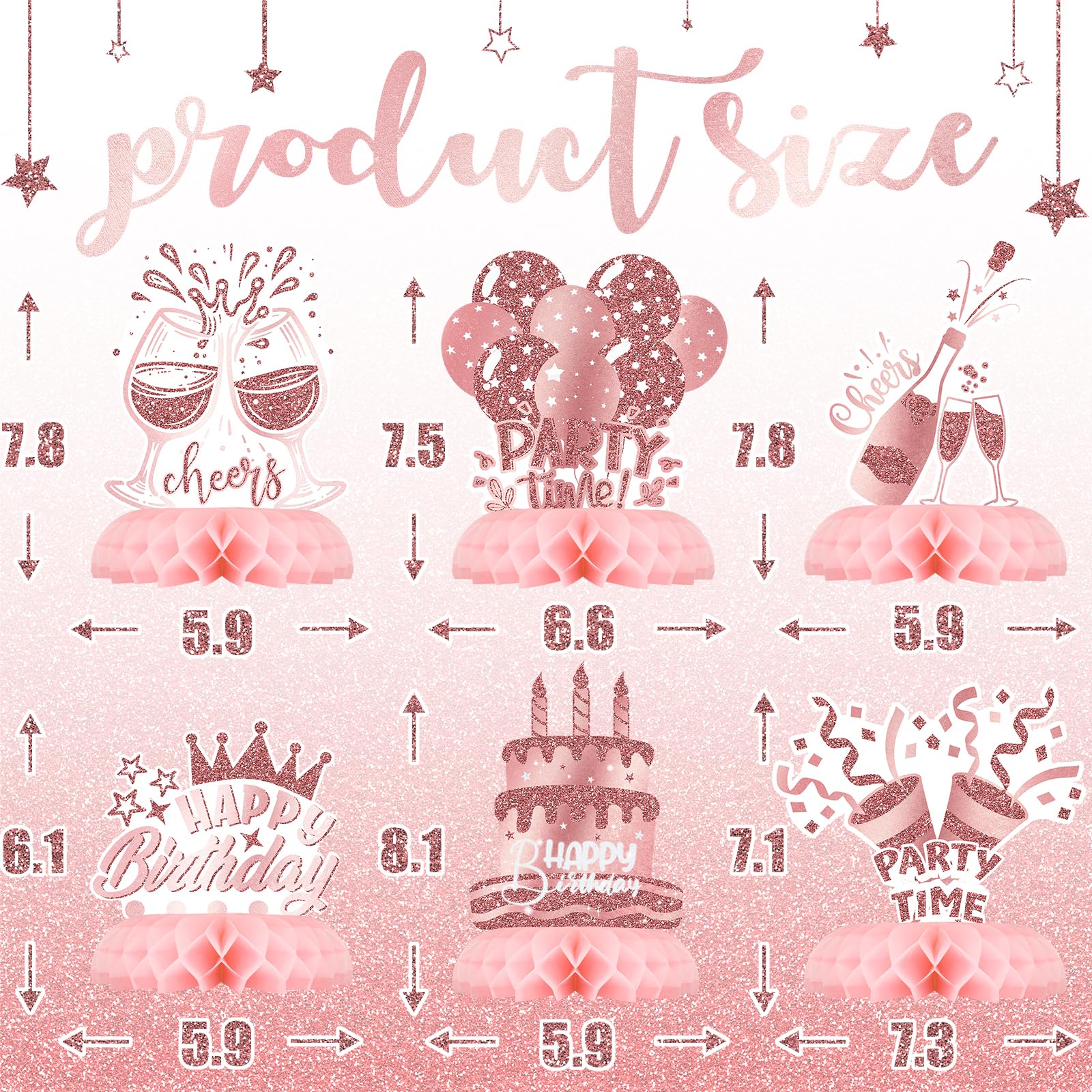 12Pcs Pink Rose Gold Honeycomb Party Decorations - Elegant Birthday Table Toppers for Women | Perfect for Bridal Showers, Baby Showers & Anniversary Celebrations