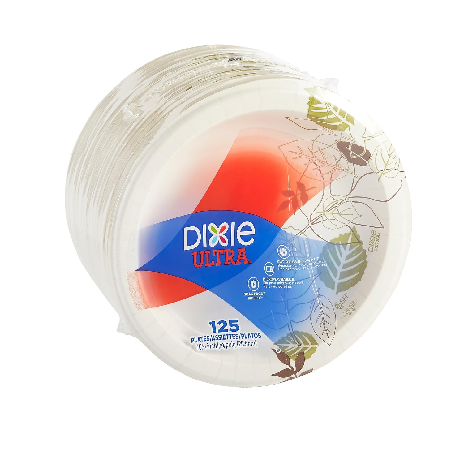 Dixie SXP10PATHCT Heavy Duty 10-Inch Paper Plates, 500 Count - Extra Thick & Durable for Parties, BBQs, and Catering - Pathways/White Design