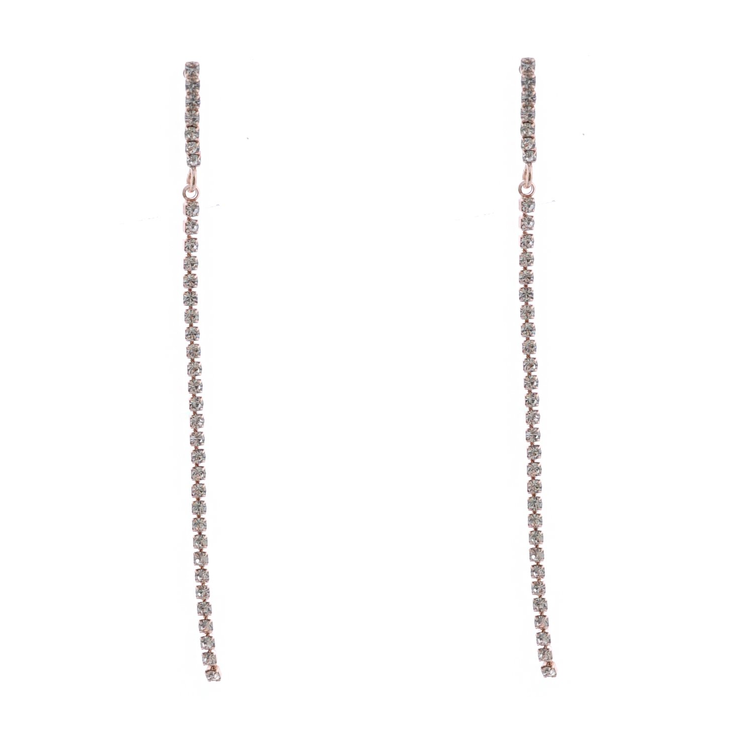 Rose Gold Plated Wedding Earrings for Women - Elegant Long Single Strand Dangle Earrings for Bridesmaids, Bridal Party & Formal Occasions