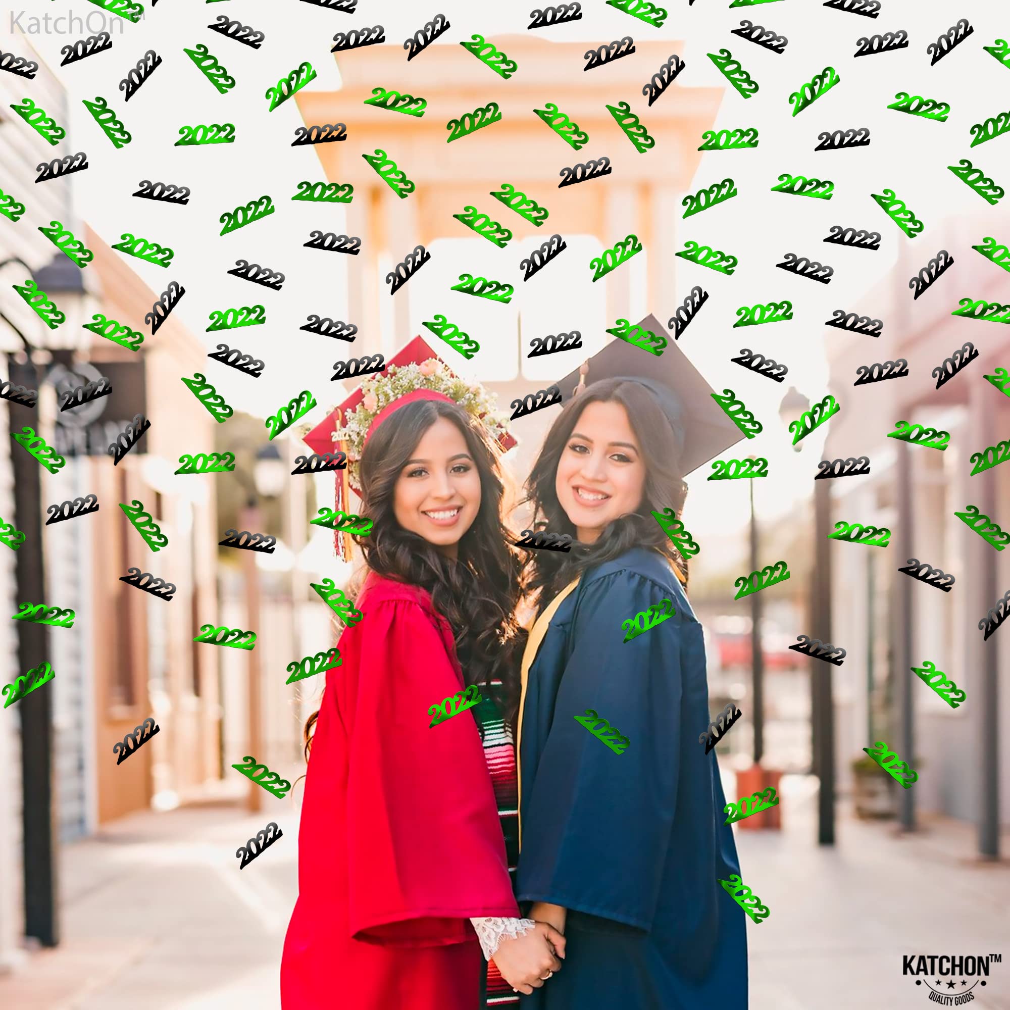 2022 Graduation Confetti - 1000 Pcs Green & Black Graduation Party Decorations for Table, Photo Backdrops & Celebration Scenes | Class of 2022 Graduation Supplies | Eco-Friendly Biodegradable Confetti