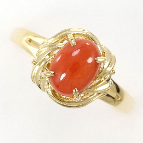 18K Yellow Gold Coral Ring for Women - Elegant Handmade Jewelry Gift for Birthday, Anniversary & Valentine's Day - Perfect for Beach Weddings & Summer Fashion Accessories