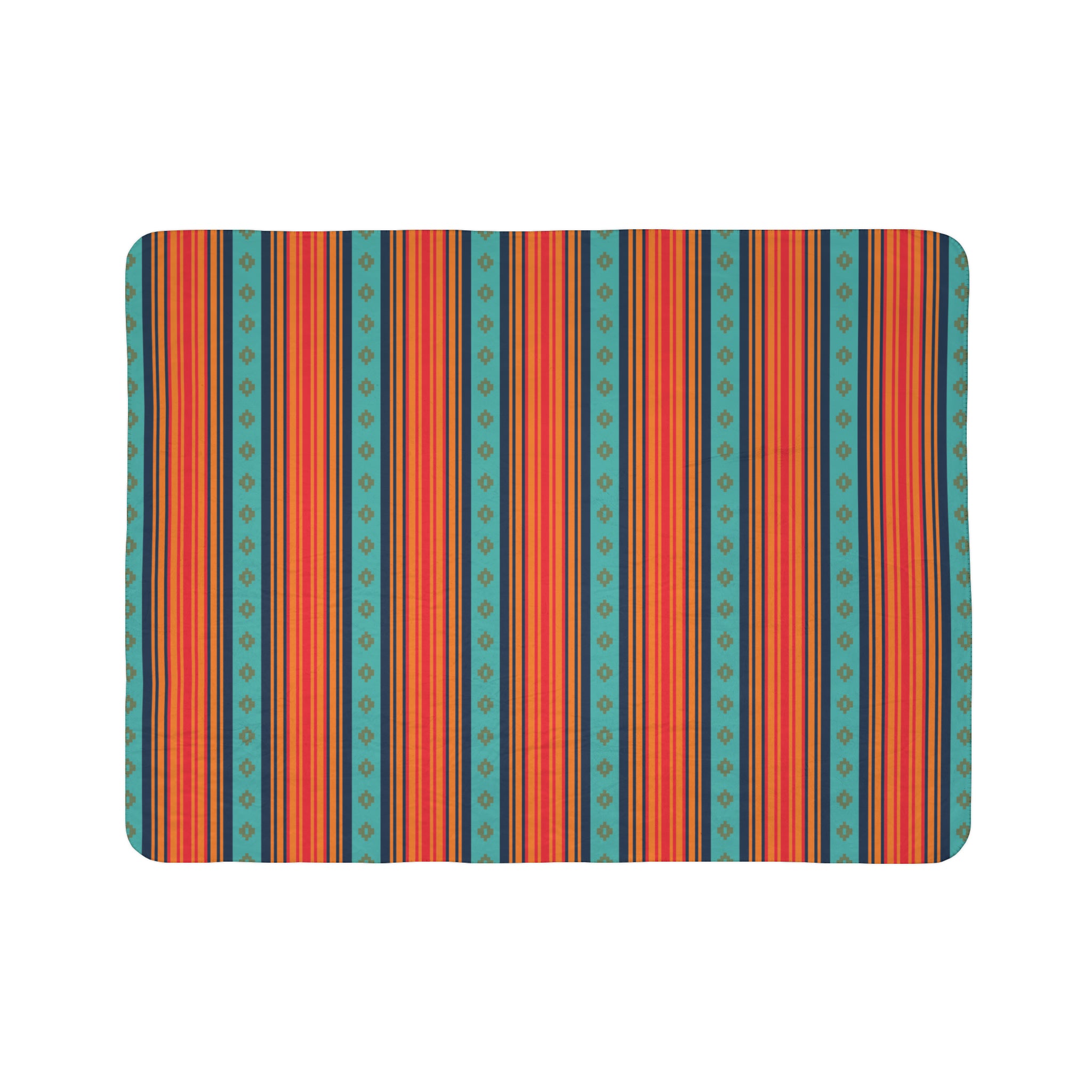 Soft Fleece Sherpa Blanket with Southwestern Rio Grande Print - Warm Cozy Throw for Couch, Bed & Travel - Available in 2 Sizes