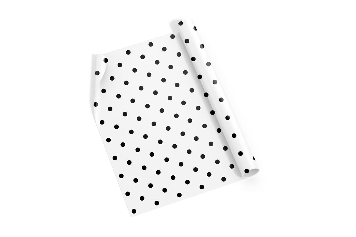 Premium Dovetail Black Polka Dot Gift Wrapping Paper - 6 Sheets Pack for Birthday, Christmas & Party Presents