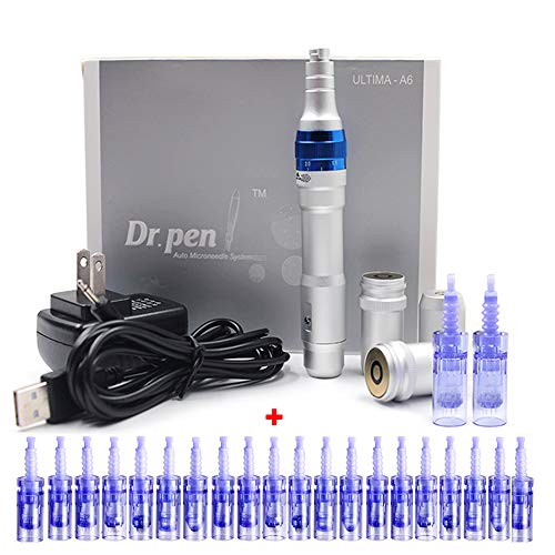 Electric Auto Dr. Pen A6 Microneedling Pen with 12pcs 12-Pin & 10pcs 36-Pin Cartridges - Professional Derma Roller for Face & Body Skin Rejuvenation, Acne Scar Treatment & Anti-Aging at Home