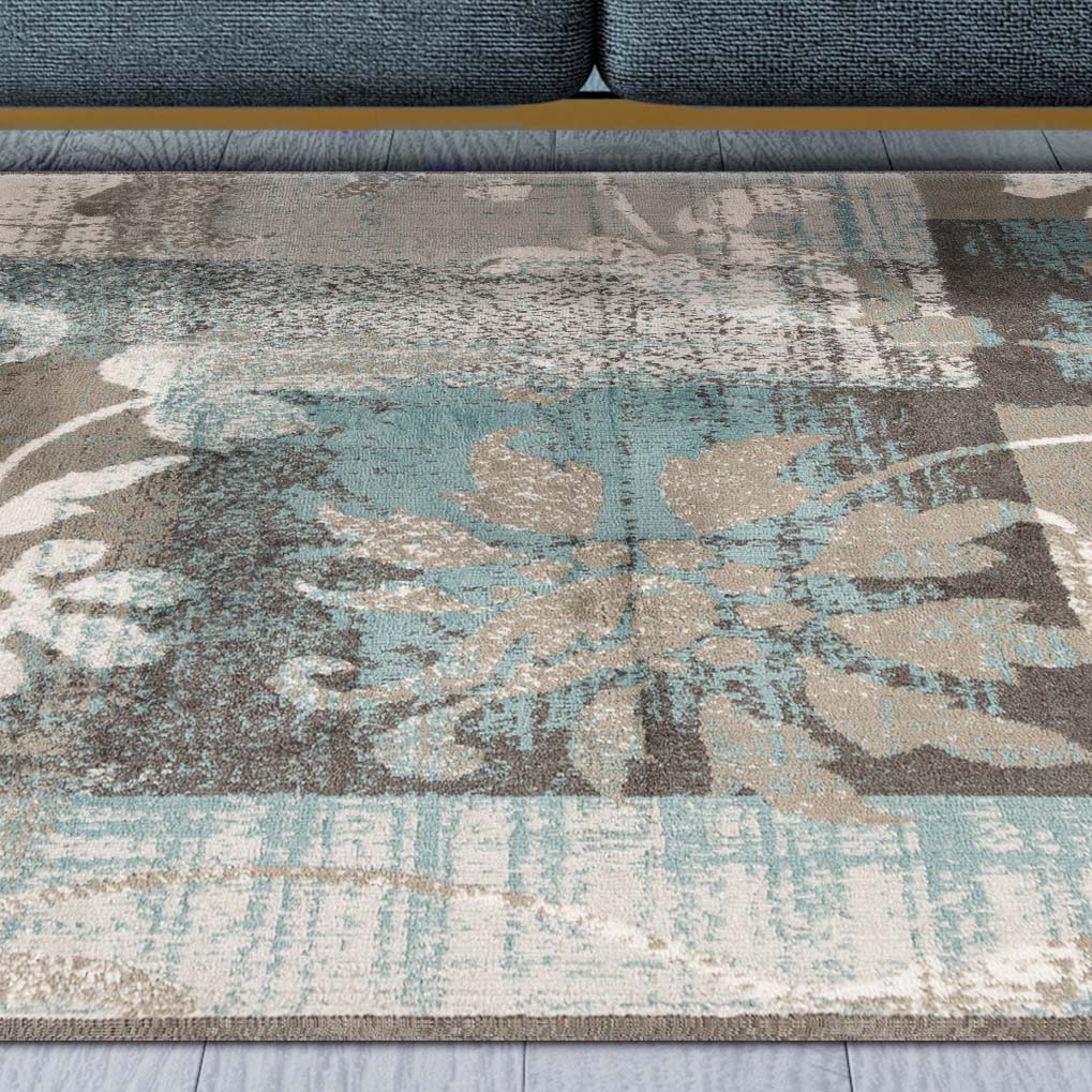 Stylish Pastiche Contemporary Floral Patchwork Area Rug - Non-Slip Indoor Runner for Living Room, Bedroom & Hallway Decor