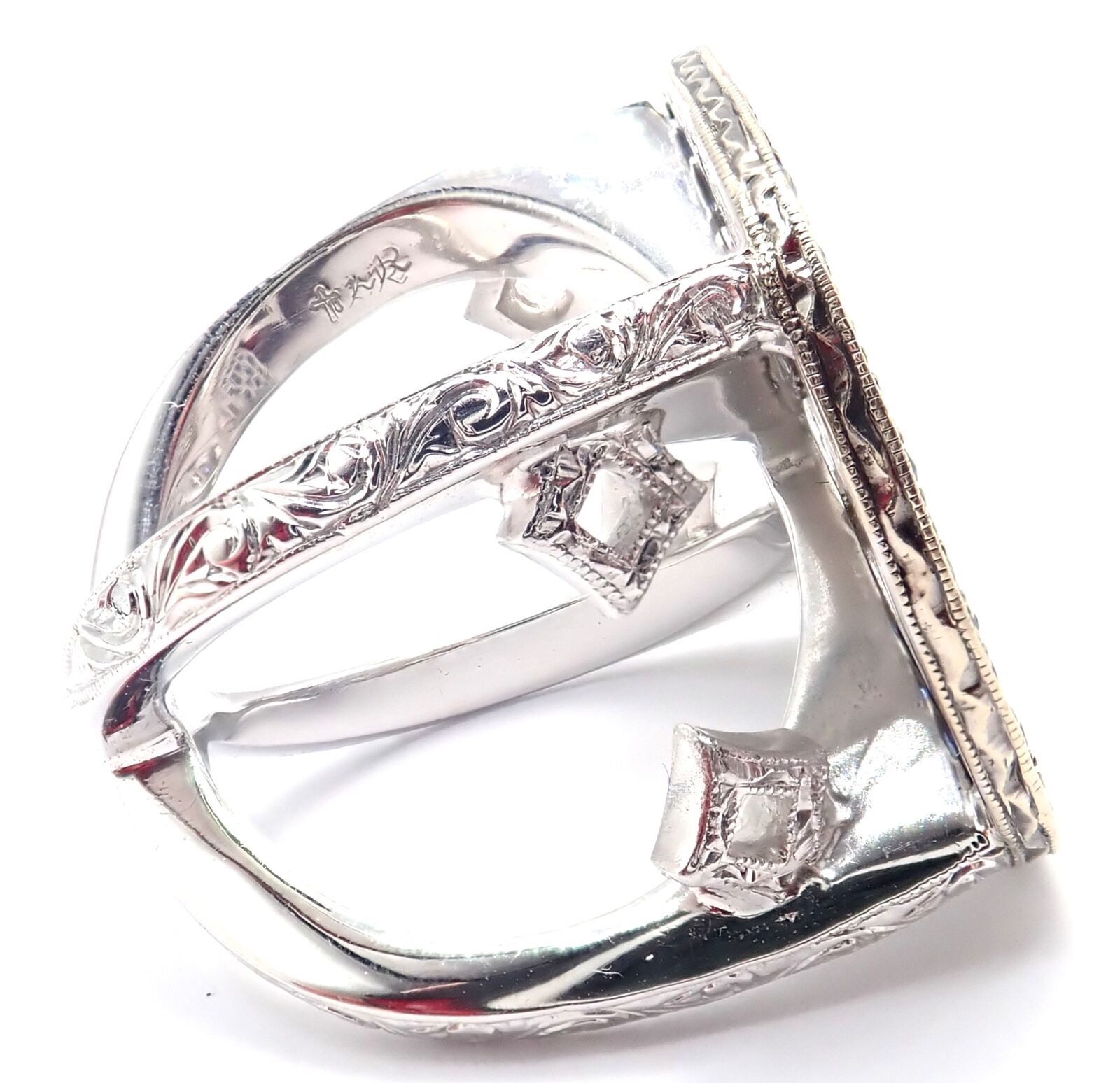 Authentic Loree Rodkin 18K White Gold Diamond Sapphire Skull Ring with Gift Box - Gothic Jewelry for Women, Perfect for Halloween, Punk Fashion & Unique Gift Giving