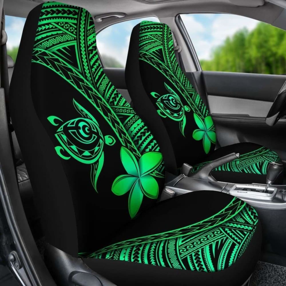 Premium Alohawaii Car Seat Covers - Hawaiian Turtle & Plumeria Green Design - Universal Fit for Cars, Trucks & SUVs - Perfect for Beach Trips, Summer Drives & Tropical-Themed Vehicles