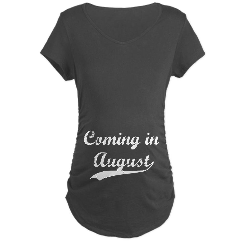 Coming in August Maternity Dark T-Shirt - Comfortable Maternity Tee for Pregnant Women | Perfect for Casual Wear & Pregnancy Announcements