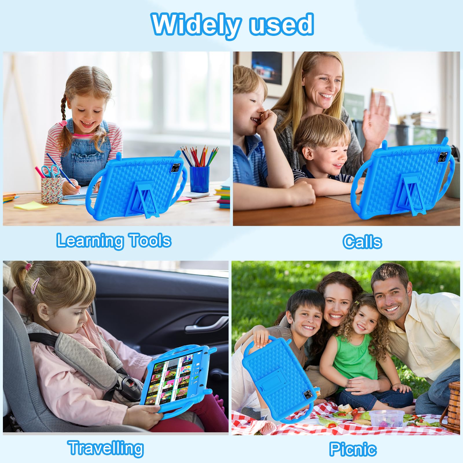 10 Inch Android Tablet for Kids Ages 3-12 | Octa-Core Processor 10GB RAM 64GB Storage | Bluetooth 5.2 WiFi Kids Tablet with Parental Controls & Google Kids Space | HD Shockproof Display (Blue) - Perfect for Learning, Games & Entertainment at Home or Travel