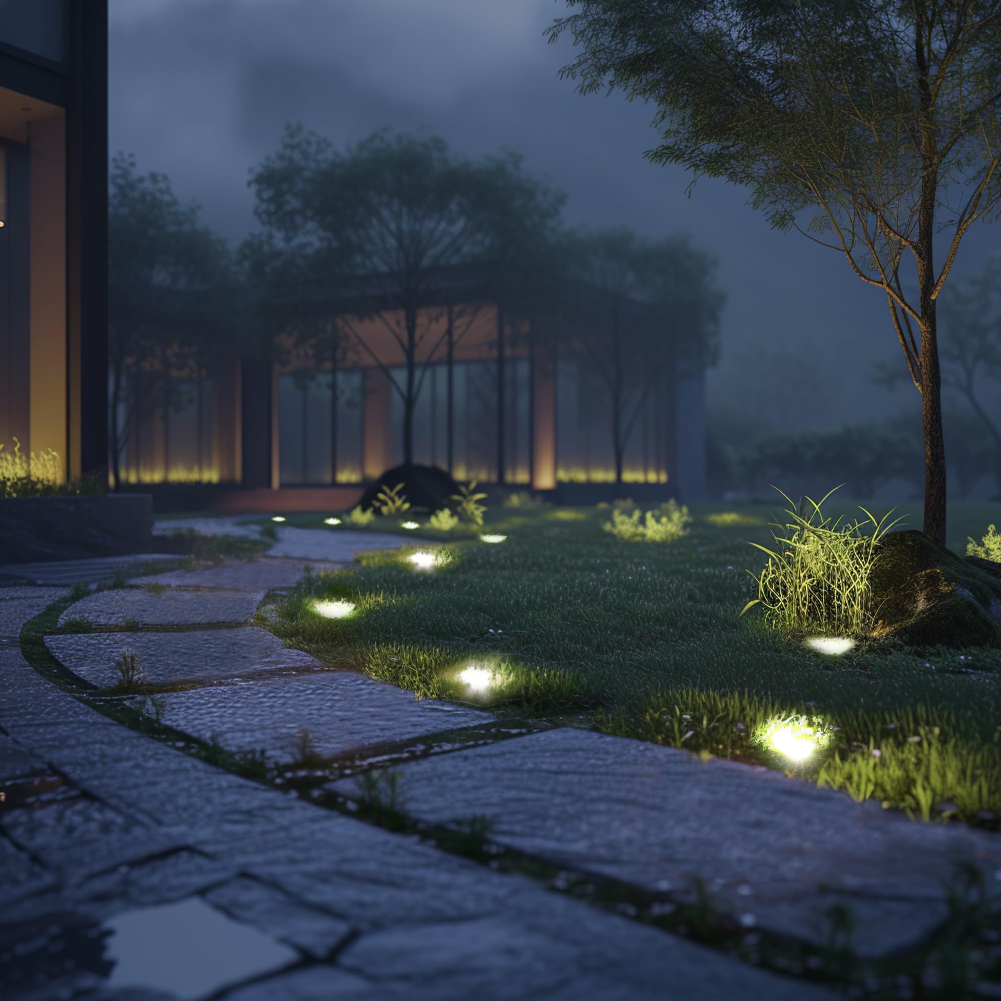8 Pack Solar Ground Lights Outdoor - 16 LED Waterproof Bronze Landscape Lighting for Yard, Walkway, Garden, Driveway | Solar Powered Path Lights for Night Safety & Decoration (White)