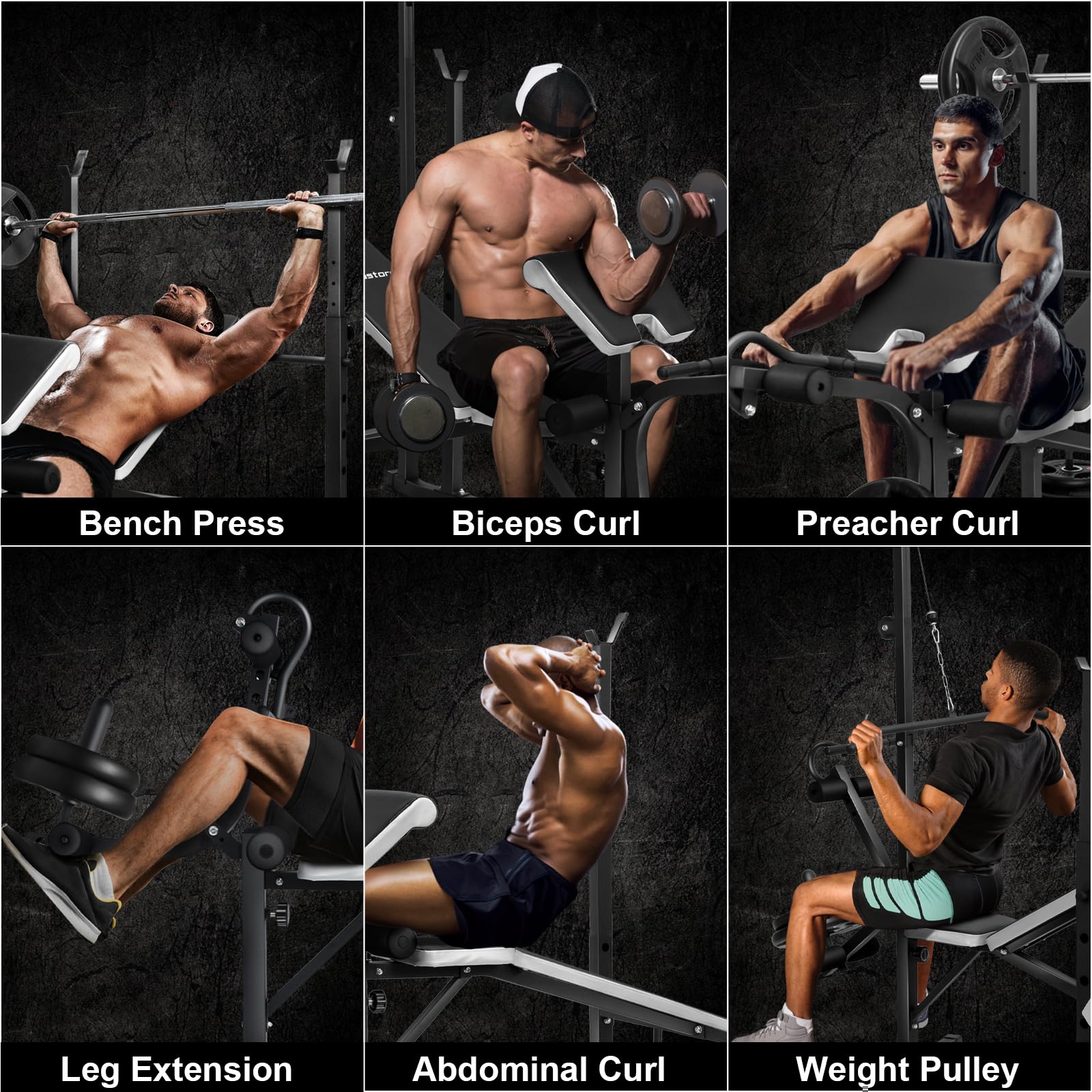 Edostory Olympic Adjustable Weight Bench Set – Home Gym Equipment for Full Body Workout with Bench Press, Preacher Curl & Leg Developer | Perfect for Strength Training, Muscle Building & Home Fitness Routines