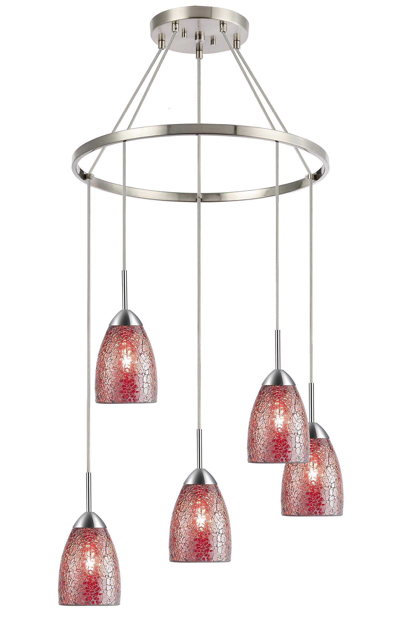 13228STN-M20RDD Modern Chandelier Light Fixture in Satin Nickel Finish - Elegant Ceiling Lighting for Dining Room, Bedroom, or Living Room Decor