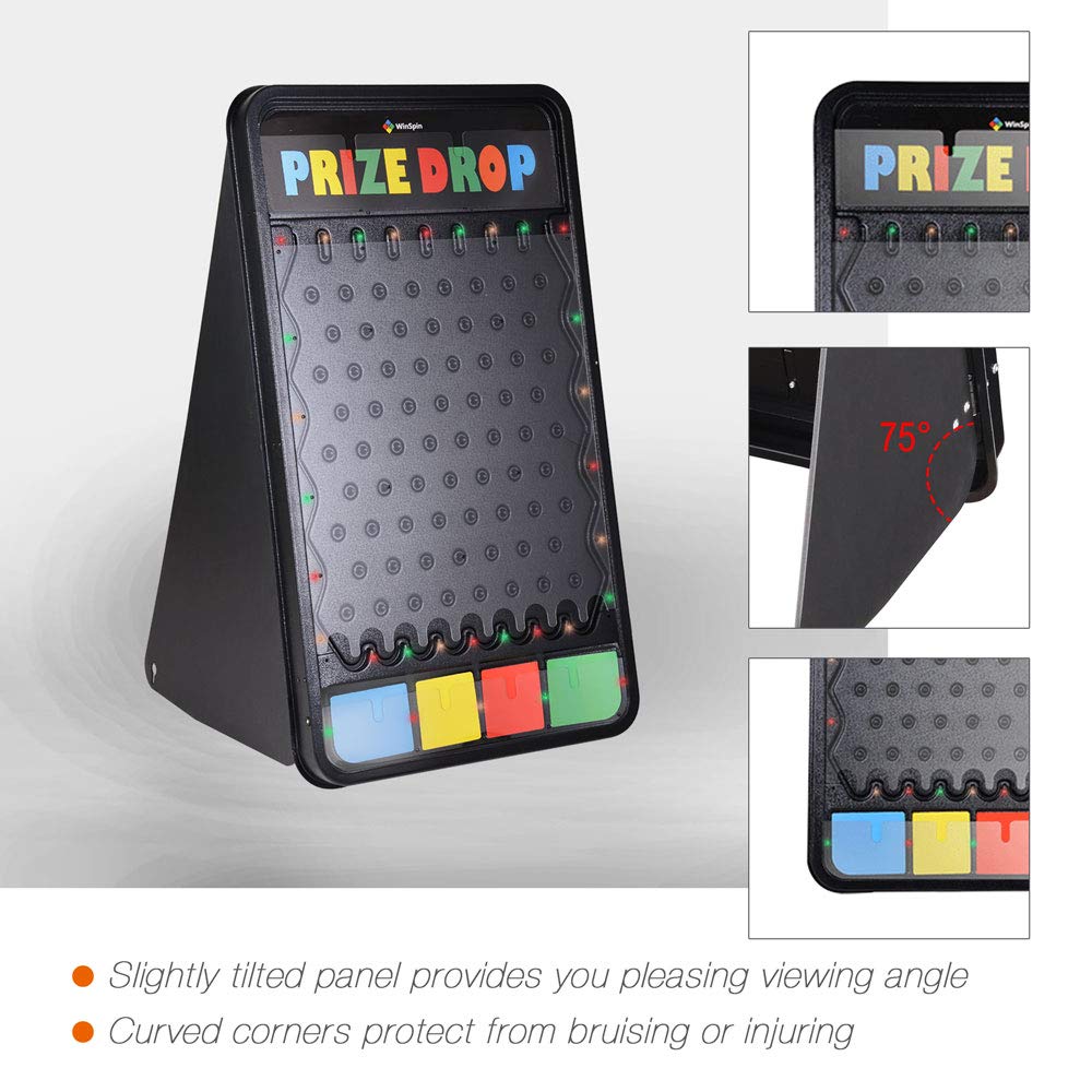 WinSpin 41x25 Inch Foldable Prize Drop Board Game with 12 Playing Pucks & Multi-Color LED Lights - Perfect for Carnival, Tradeshow, Birthday Parties and Family Game Nights