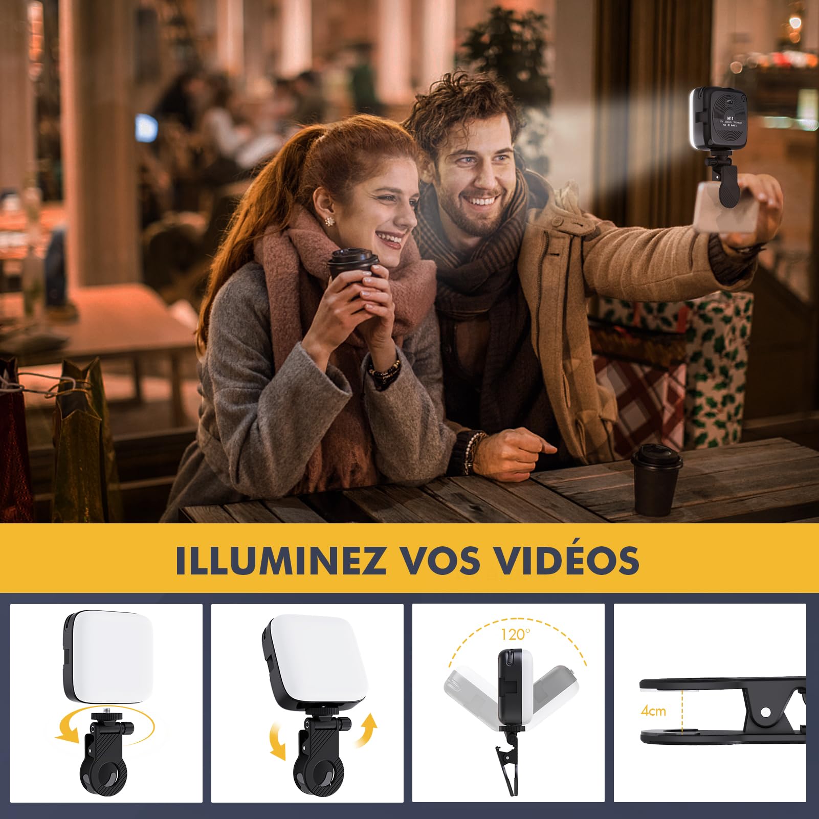 Etentous LED Selfie Ring Light with Clip - 72 LED Portable Selfie Lighting for TikTok, YouTube, Vlogging & Video Conferencing - Adjustable 3000-9900K Color Temperature - Perfect for Live Streaming, Makeup, Photography & Zoom Meetings (Model M11)
