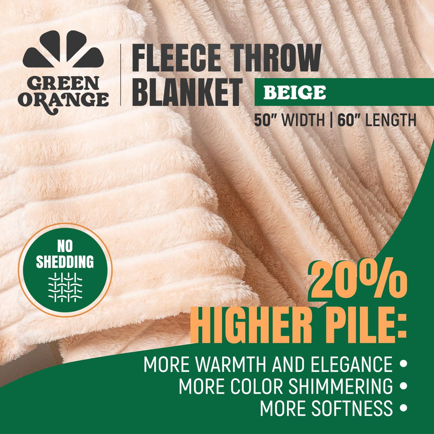 Premium Plush Soft Fleece Throw Blanket 50x60 Inches - Ultra Cozy Beige Blanket for Couch, Bed & Home Decor - Perfect for Living Room, Bedroom, Office - Ideal Gift for Men & Women - Great for Snuggling, Lounging & Winter Warmth