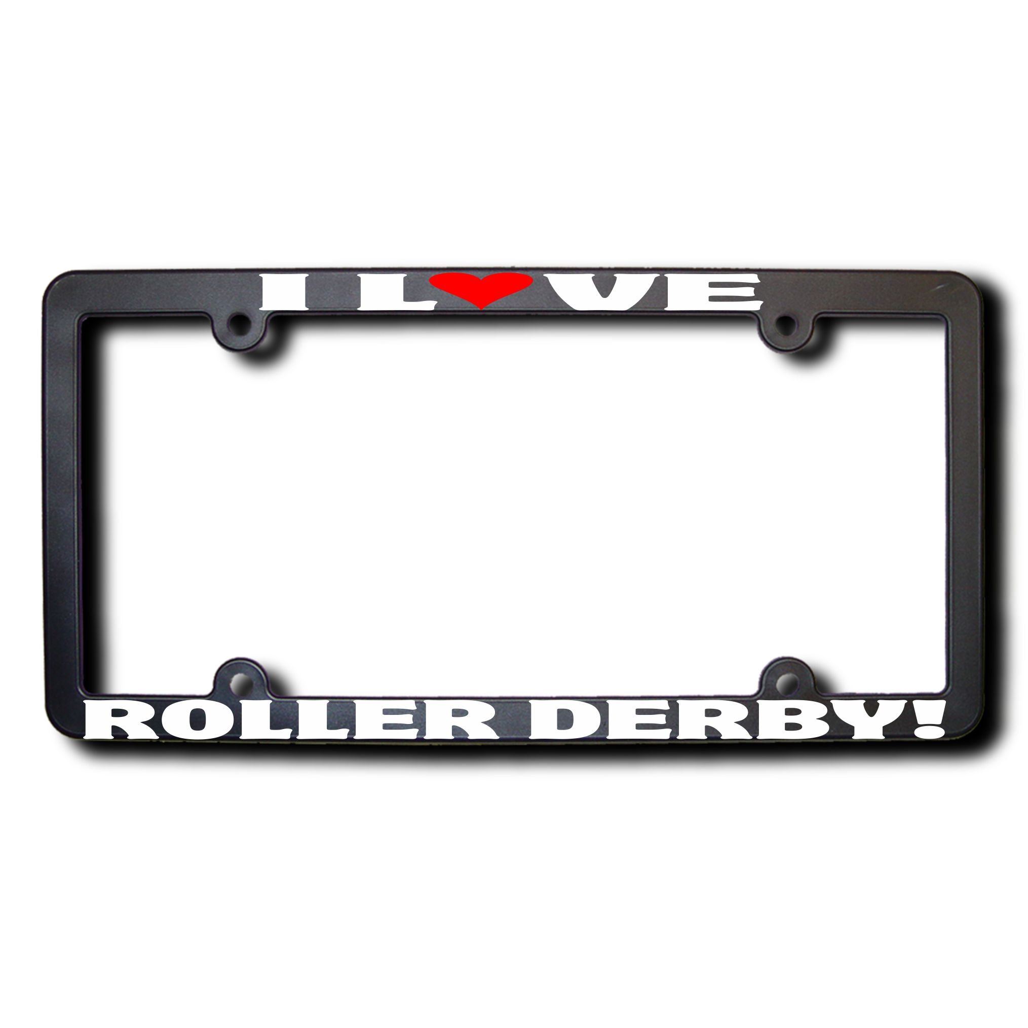 I Love Roller Derby License Plate Frame - Custom Car Accessories for Derby Fans - Perfect for Showcasing Team Pride on Vehicles