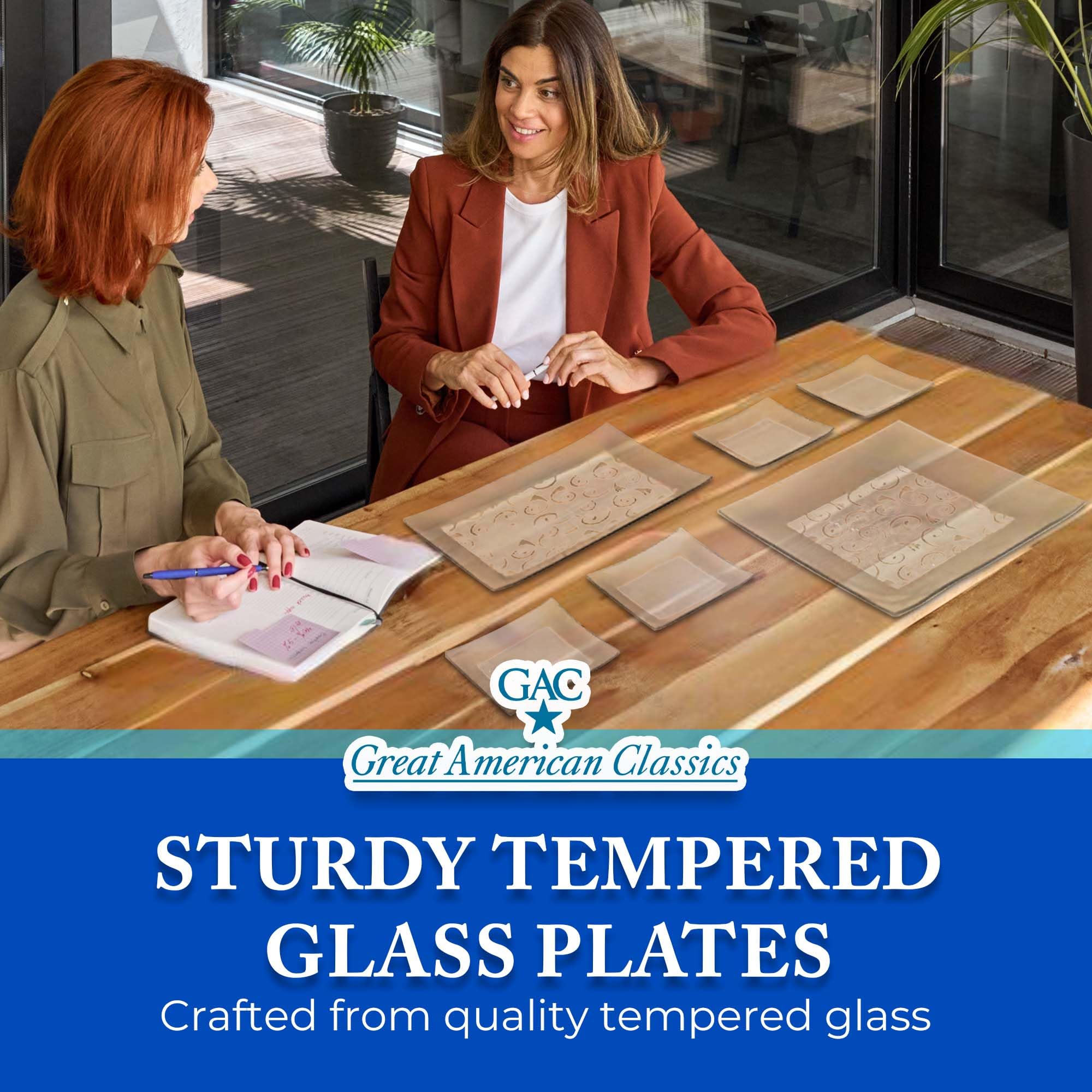 GAC Modern 6-Inch Square Tempered Glass Plates – Elegant Dessert & Cocktail Plates Set of 4, Durable & Stylish, Microwave & Dishwasher Safe – Perfect for Party Serving, Wedding Receptions & Home Entertaining