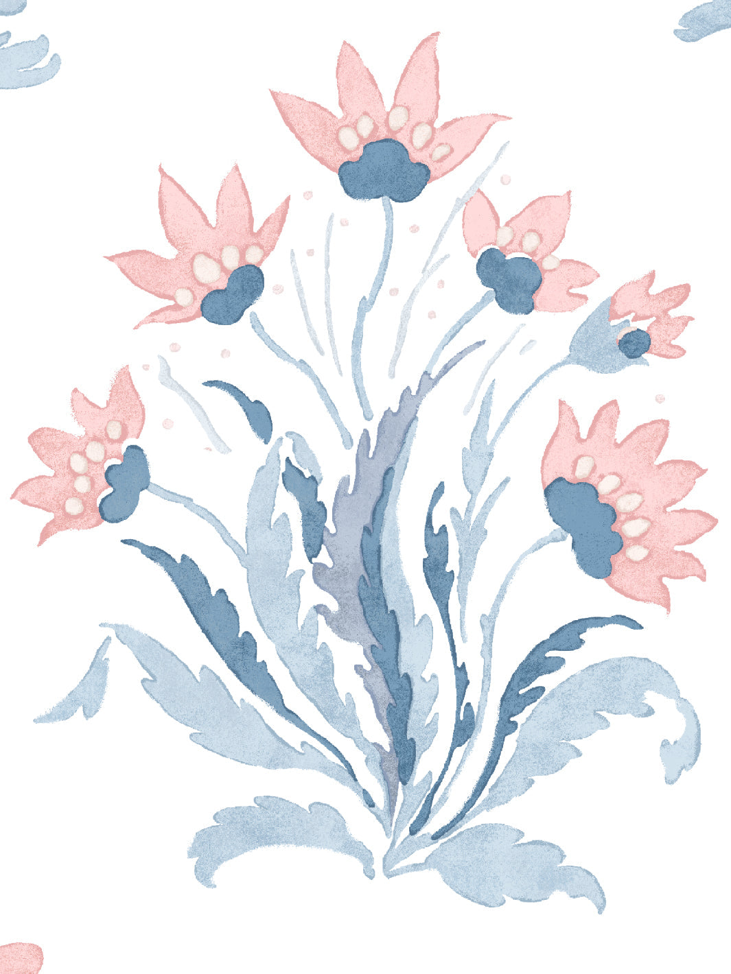 Nathan Turner Hillhouse Block Print Large Wallpaper - Pink & Blue Floral Design | Perfect for Living Room, Bedroom & Home Decor