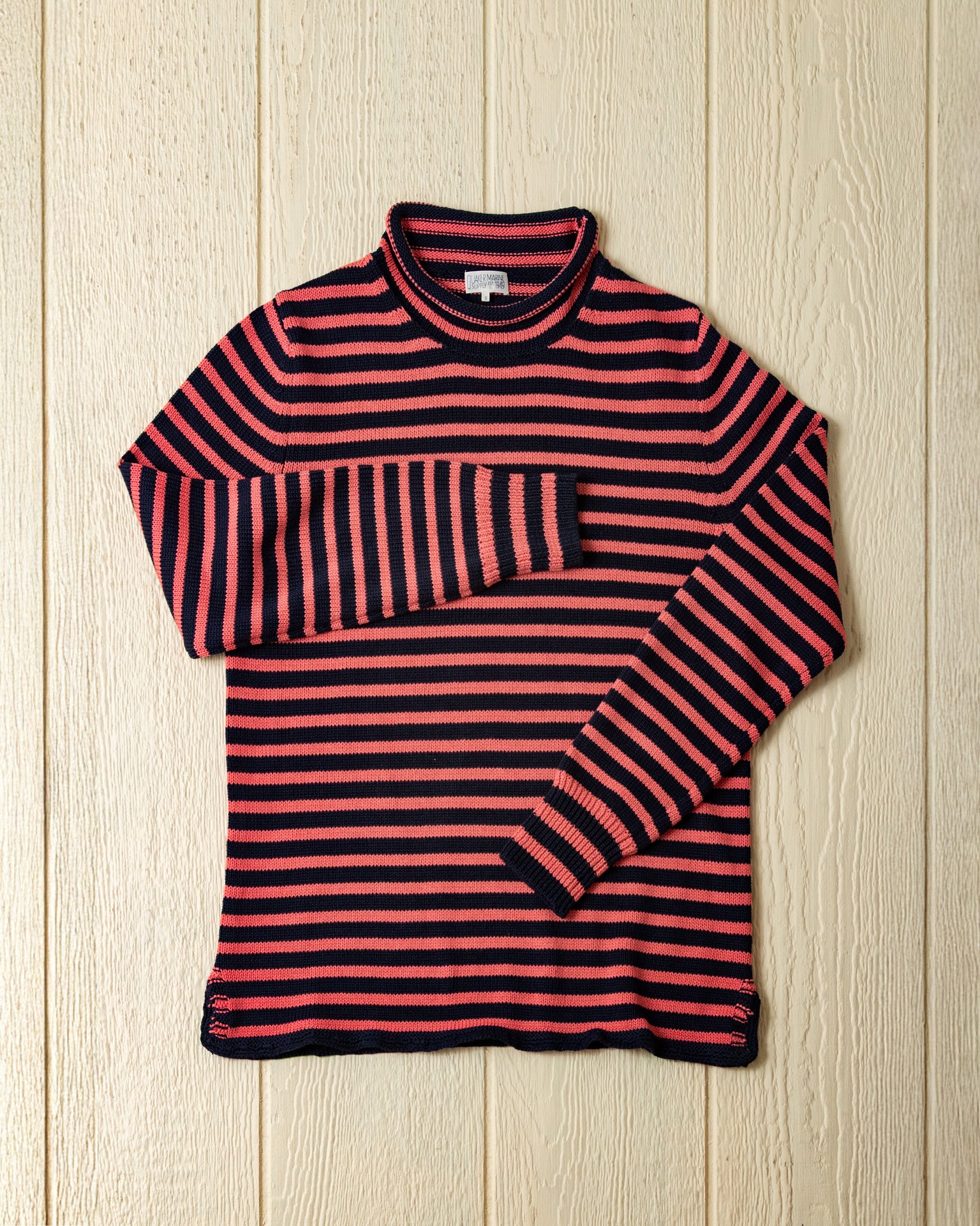 Premium Cotton Linen Fisherman's Sweater - Navy & Nautical Red Striped Pullover | Cozy Casual Wear for Men & Women | Perfect for Fall, Winter & Coastal Outings