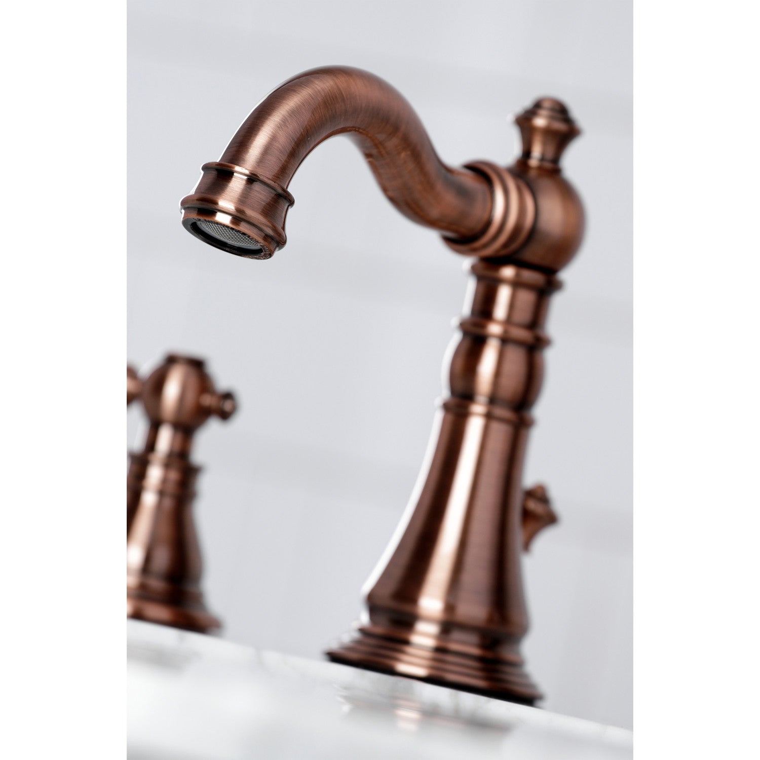 American Classic FSC197ACLAC 3-Hole Widespread Bathroom Faucet with Brass Pop-Up Drain - Antique Copper Finish - Two Handle Deck Mount Sink Faucet for Bathroom Vanity & Powder Room