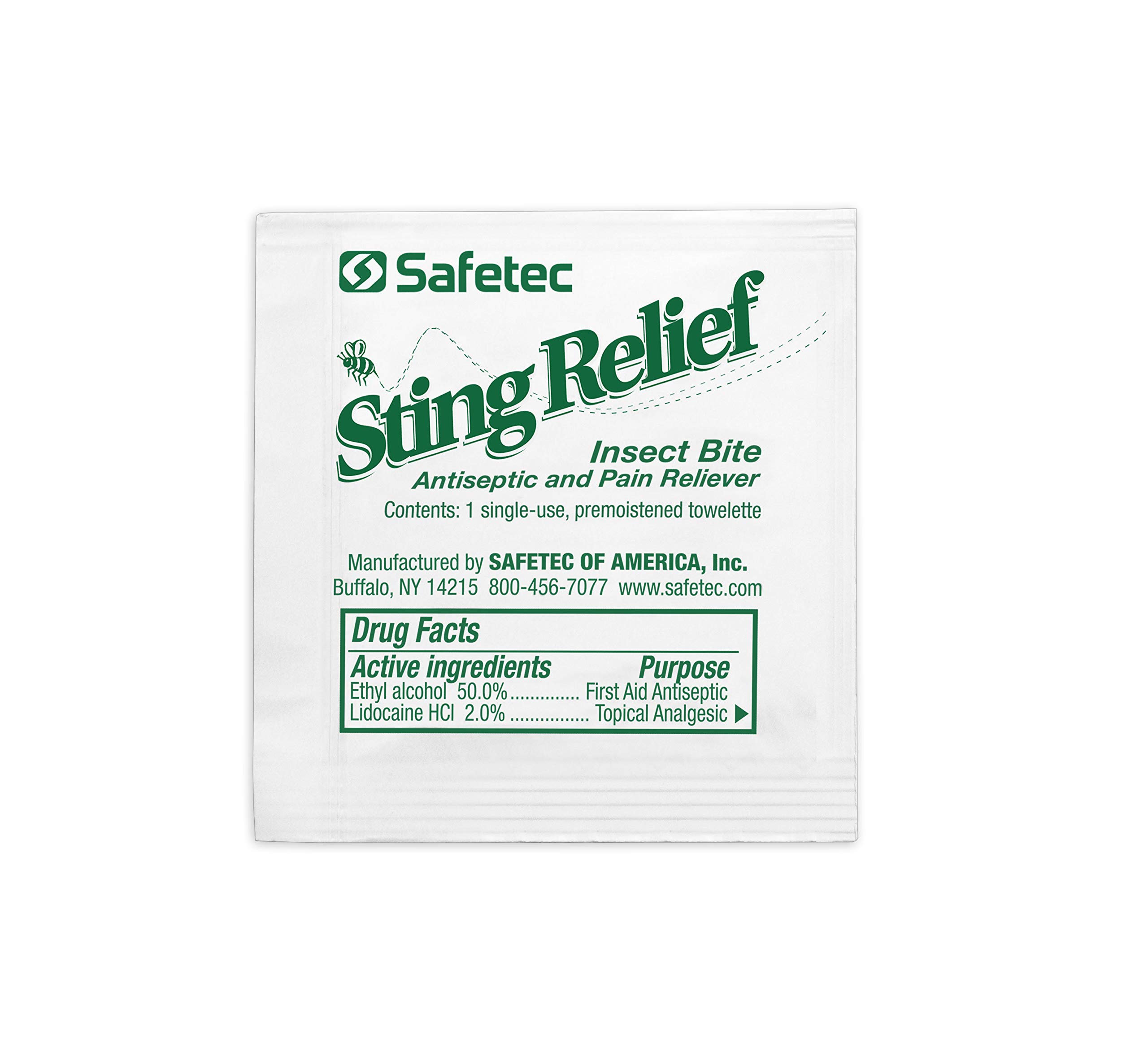 Safetec Sting & Insect Bite Relief Wipes - Bulk Pack of 3000 Wipes/Case - First Aid for Outdoor Activities, Camping, Hiking & Emergency Kits