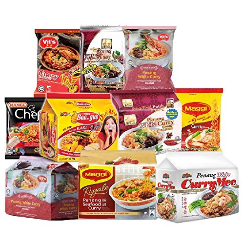 Premium Malaysian Instant Noodles Variety Pack - Tom Yum & Curry Flavors (24 Pack) | Quick Meal, Office Lunch, College Dorm Snack, Asian Food Lover's Choice