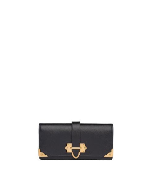 Prada Cahier Saffiano Leather Wallet for Women - Large Black Genuine Leather Luxury Wallet - Perfect for Everyday Use, Travel & Gift Giving
