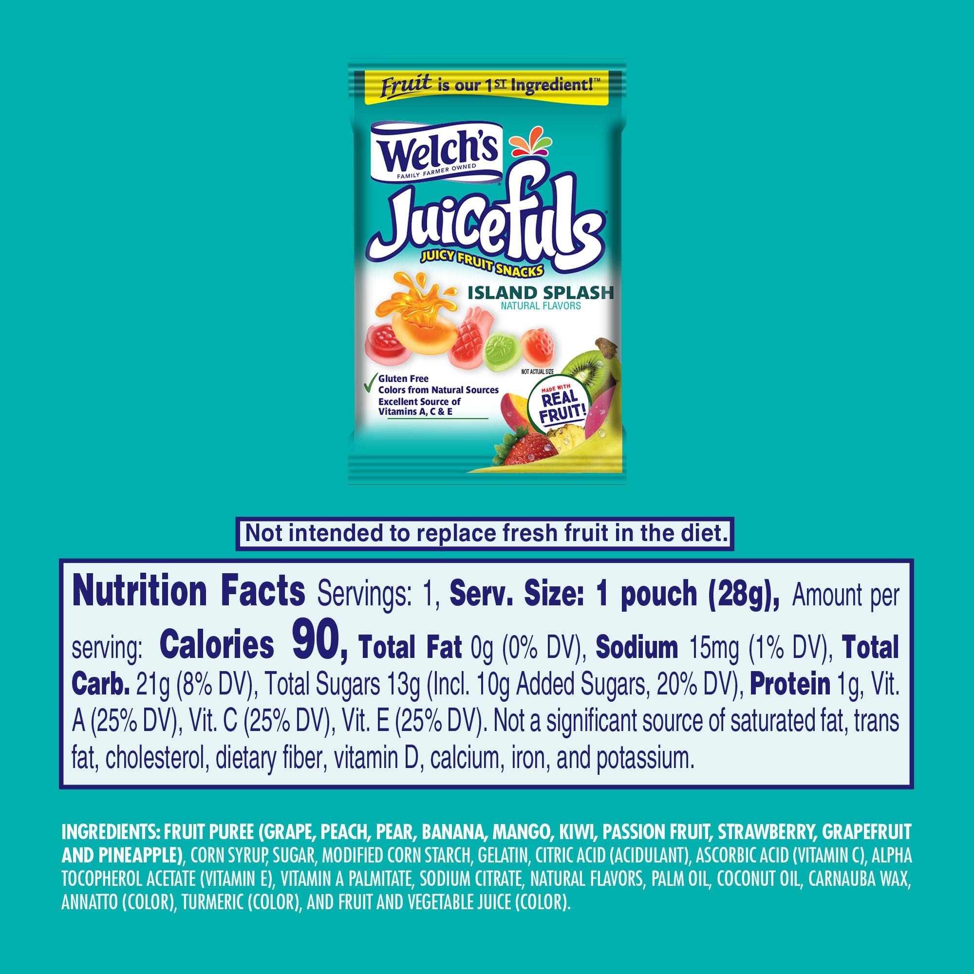 Welch's Juicefuls Island Splash Fruit Snacks - 48 Pack of 1oz Single Serve Bags | Gluten Free, No Artificial Flavors | Perfect for School Lunches, Road Trips & Office Snacks