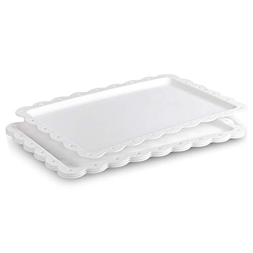 4-Pack Plastic Serving Trays - 14 x 9 Inches Food Serving Platters for Fast Food, Snacks, Fruits & Desserts | Durable Kitchen, Cafeteria, Restaurant & Party Serving Dishes | Perfect for Buffets, Picnics & Catering Events