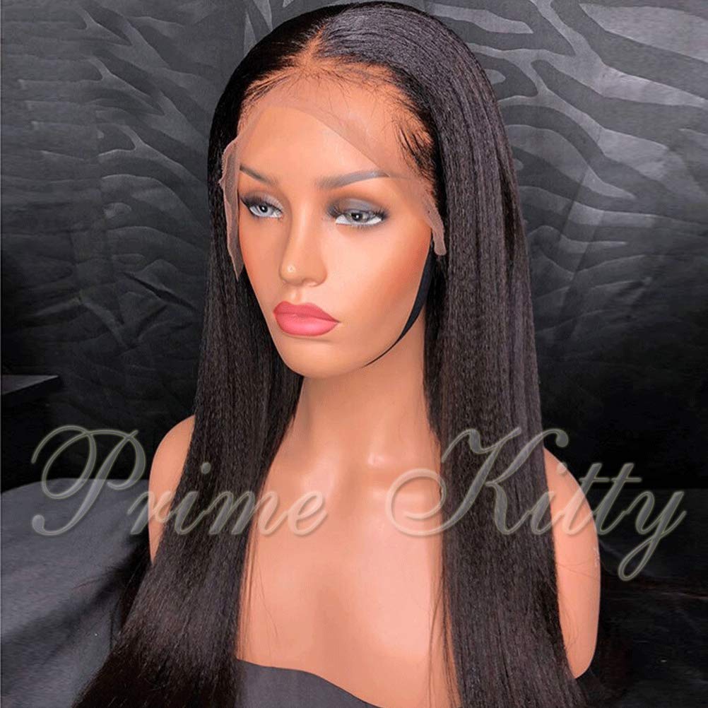 150% Density Lace Front Human Hair Wigs for Women - Yaki Straight Glueless Wig with Baby Hair | 10